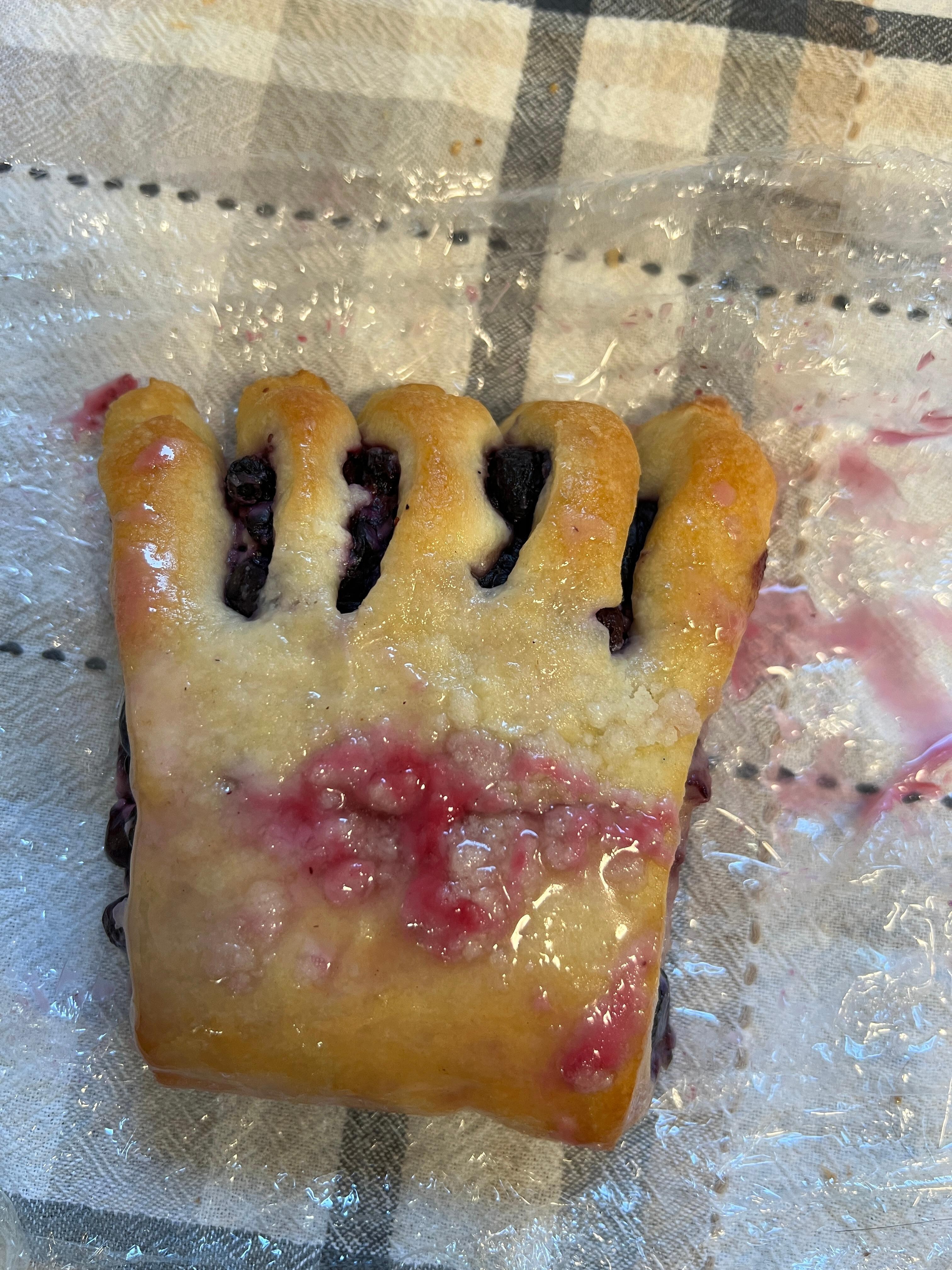 Get the huckleberry bear claw at the mercantile store at rt89/49. 15 minute drive. 