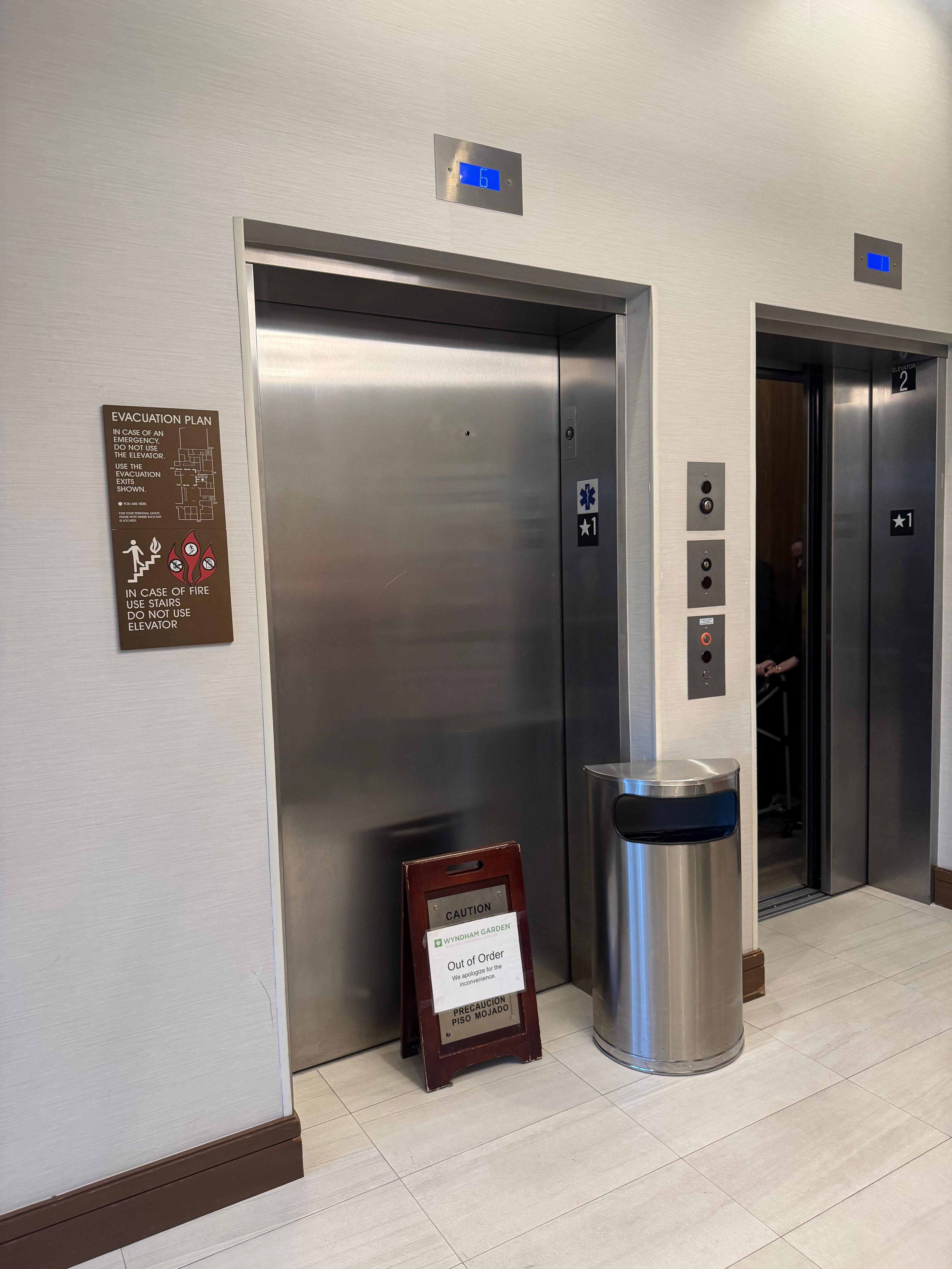 Broken elevator!! Place packed due to snowstorm and 1 elevator working! This place was so low end!!