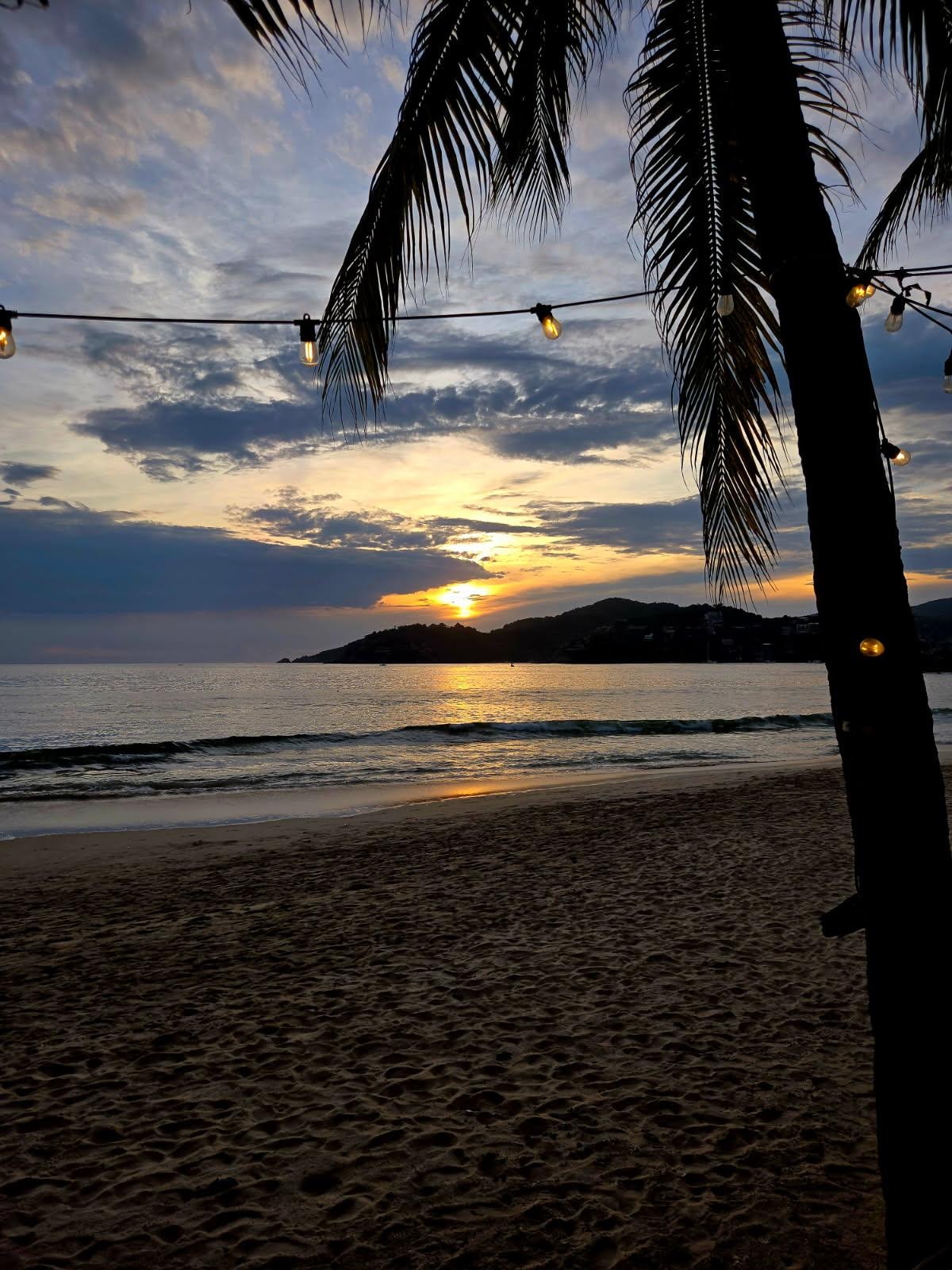 Night on the beach at the hotel
