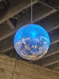 Disco ball. One of many unique lights at Carriage House Restaurant.