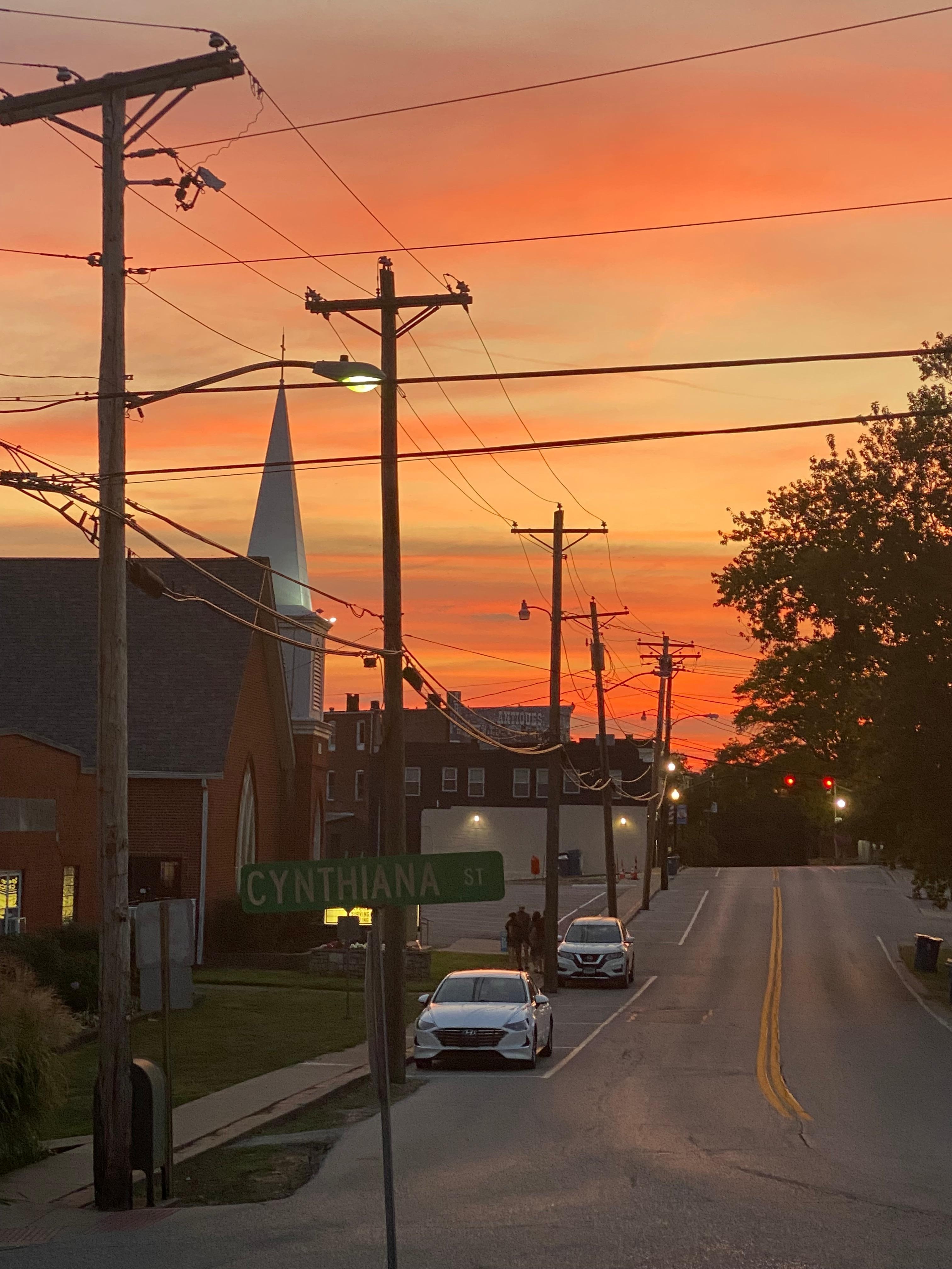 Sunset viewed from front porch. 