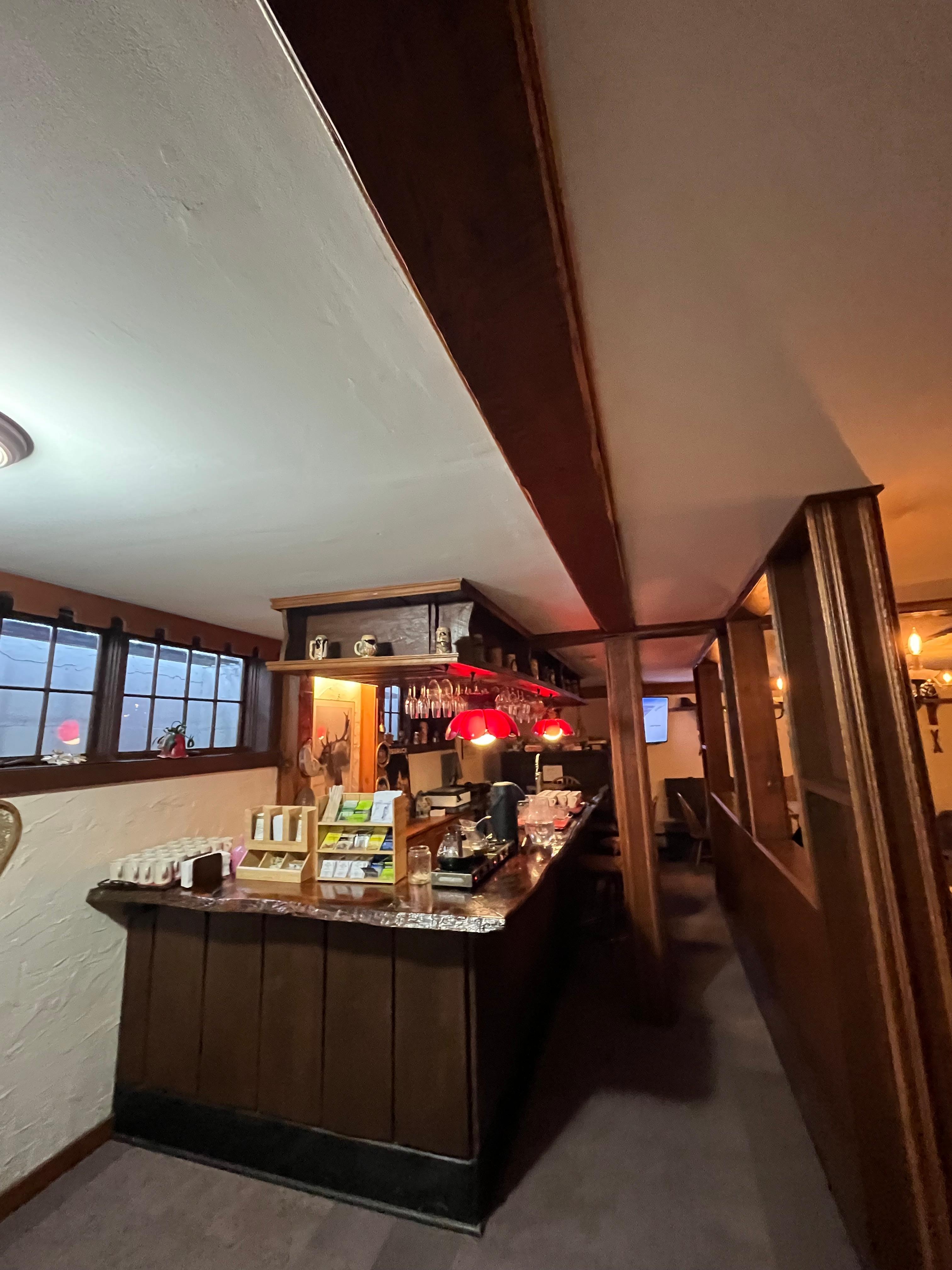 Coffee and tea are self-served 