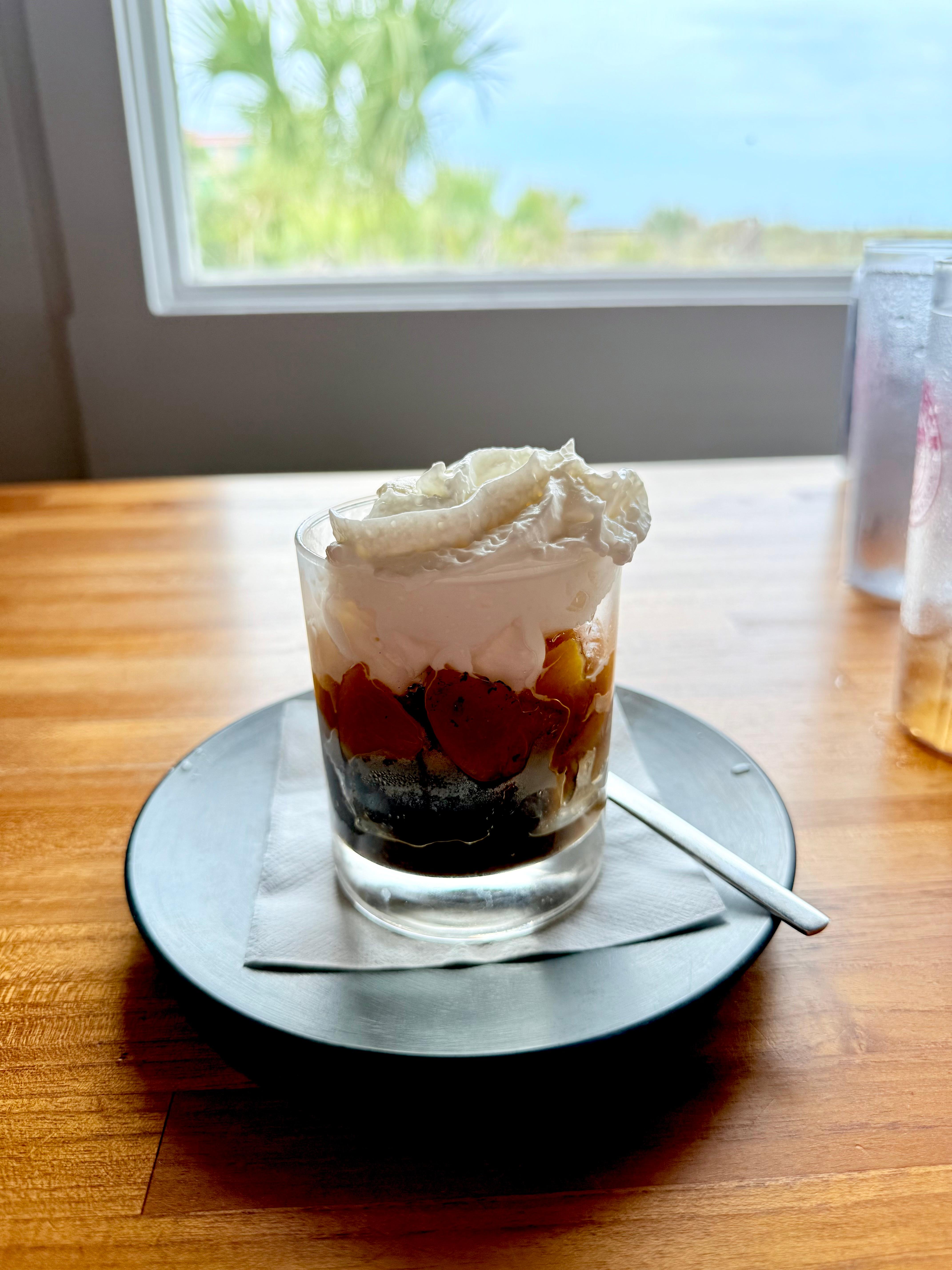 The BEST peach cobbler @ Deck Beach bar & Kitchen. A must for foodies!