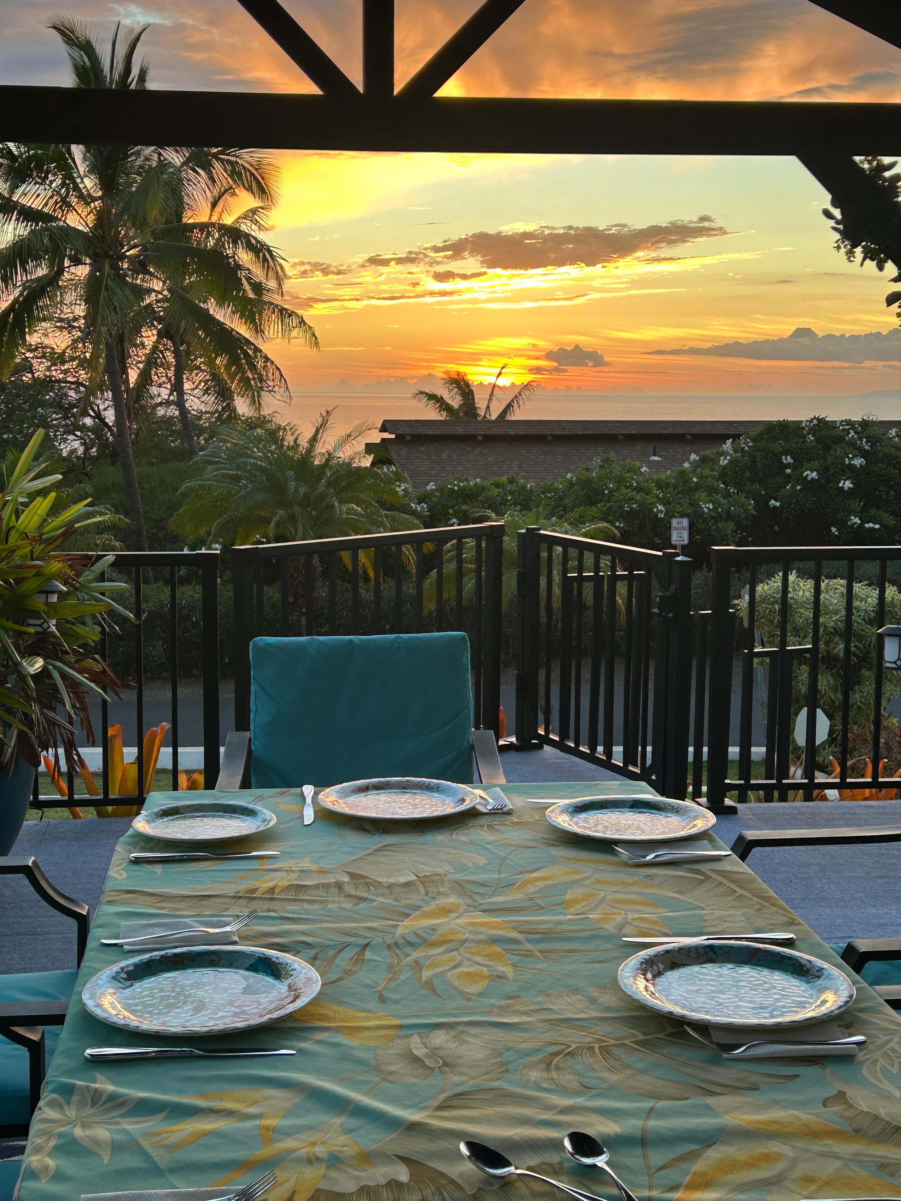 Sunset at the patio dining area