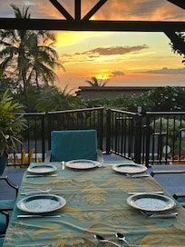 Sunset at the patio dining area