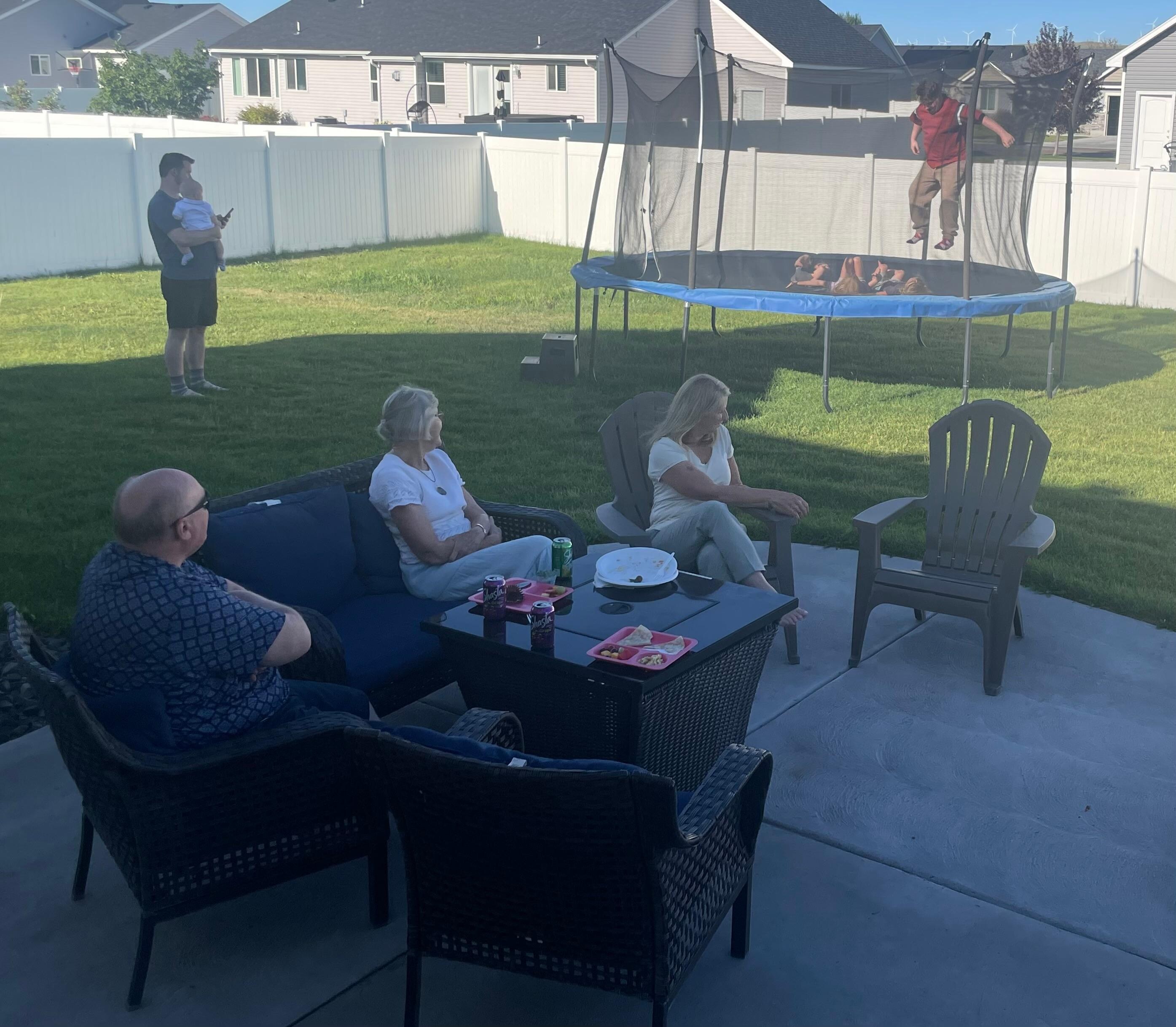 Above ground trampoline .
Great fun!