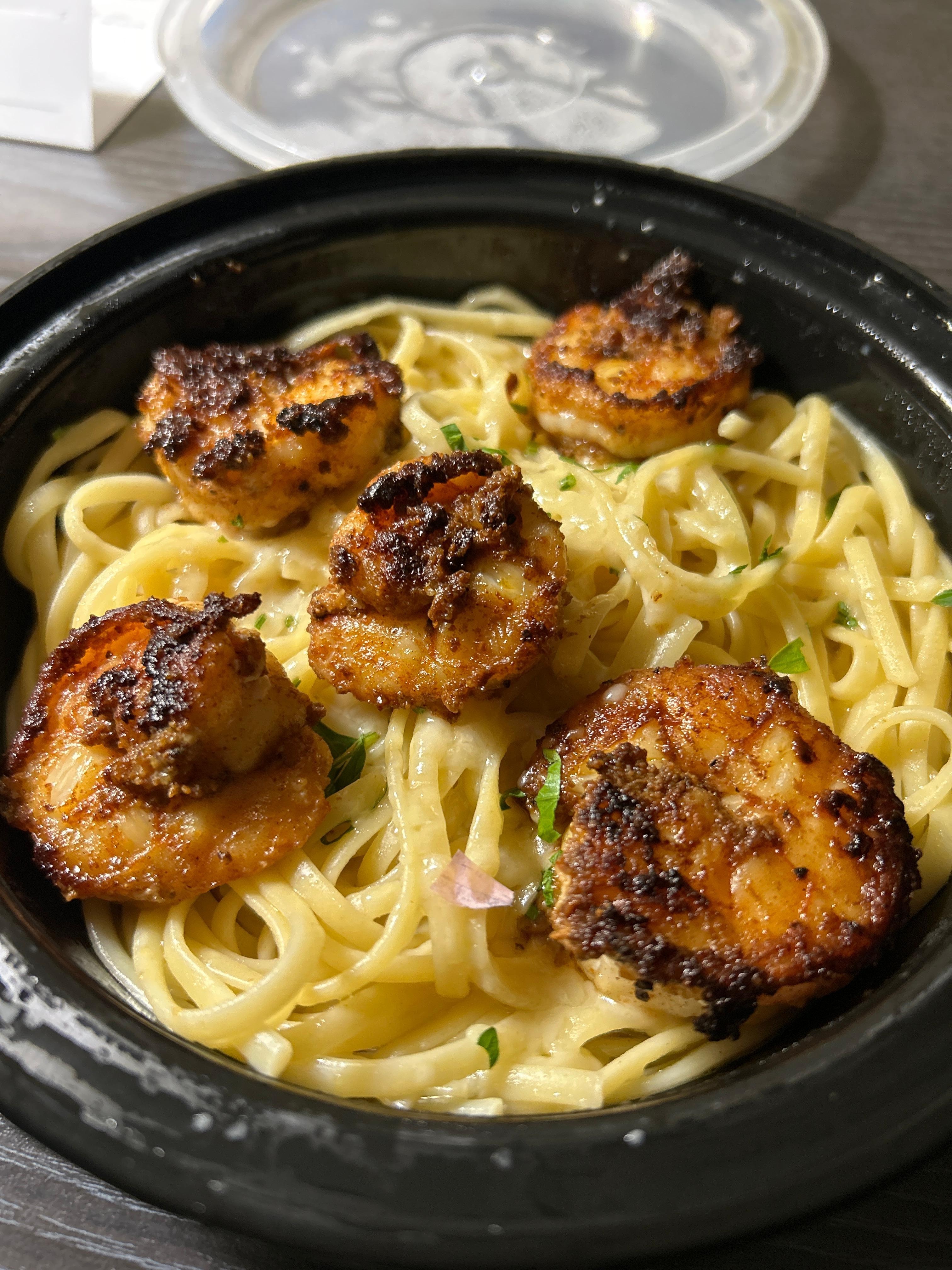 This was the Herb Linguine with Blackened Shrimp I ordered as room service. Not bad!
