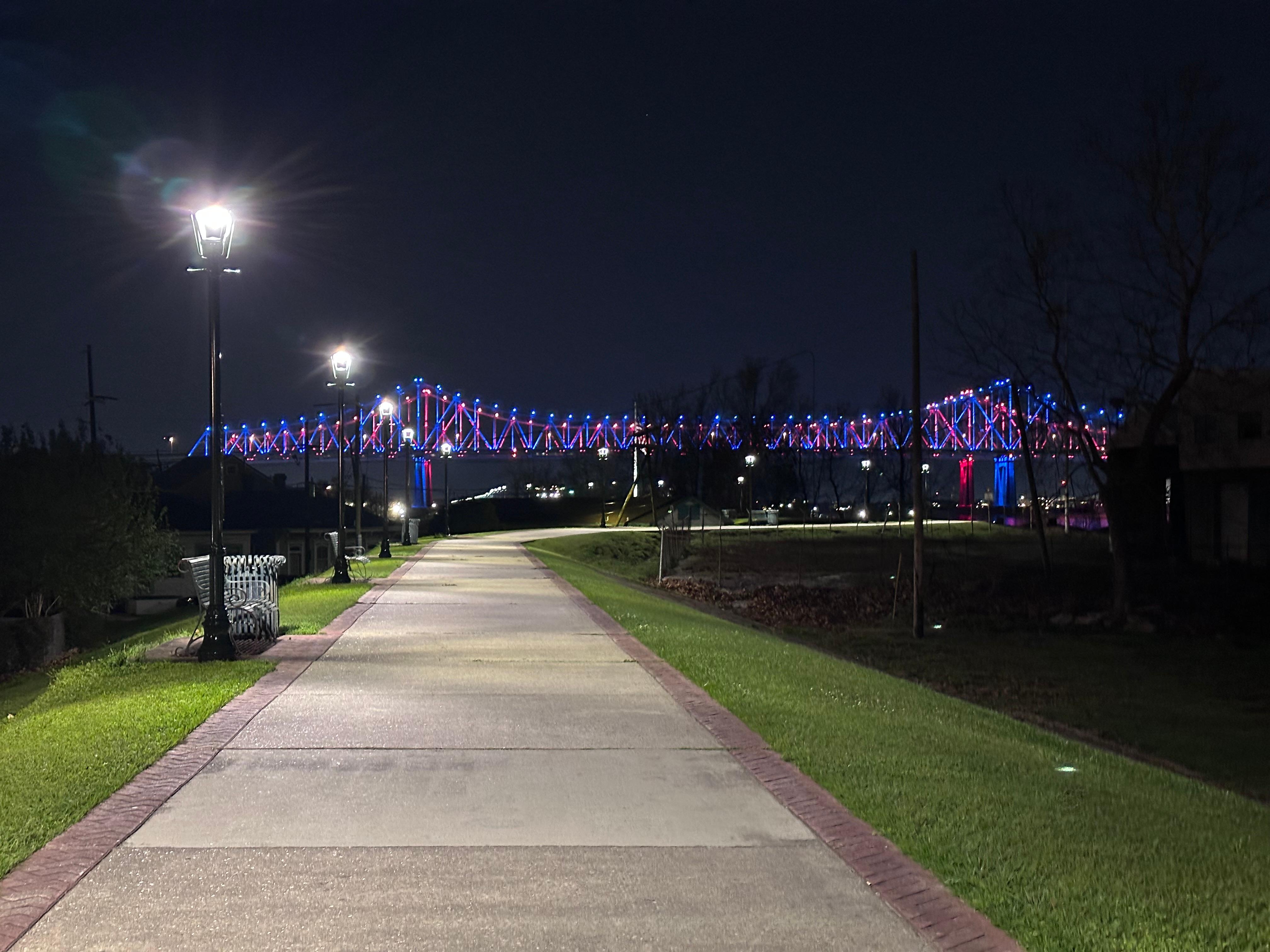 A block up was the river walk which is well lit and well maintained 