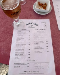 Carte du bar restaurant