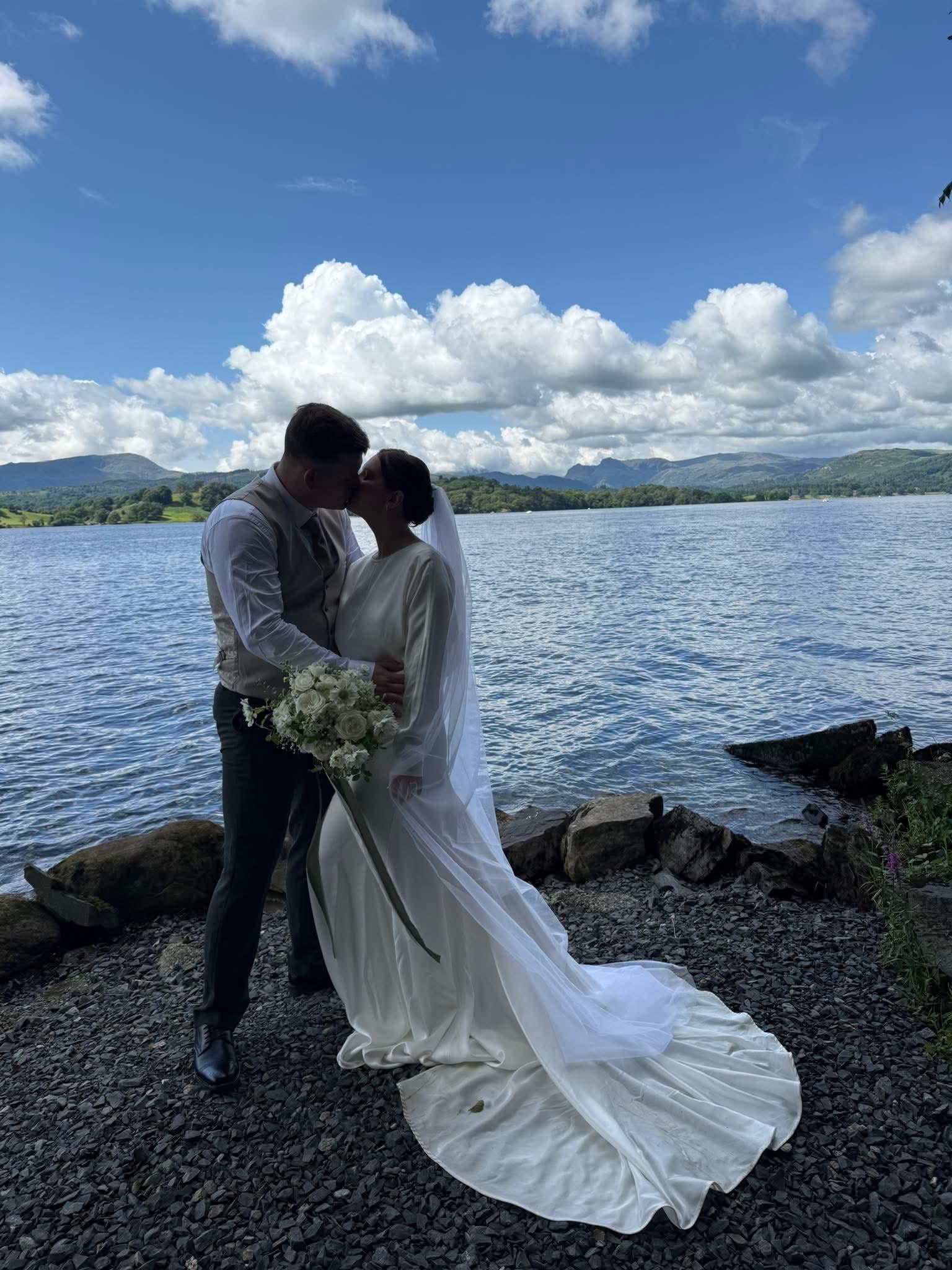 My daughter son in law wedding picture by lake absolutely stunning 