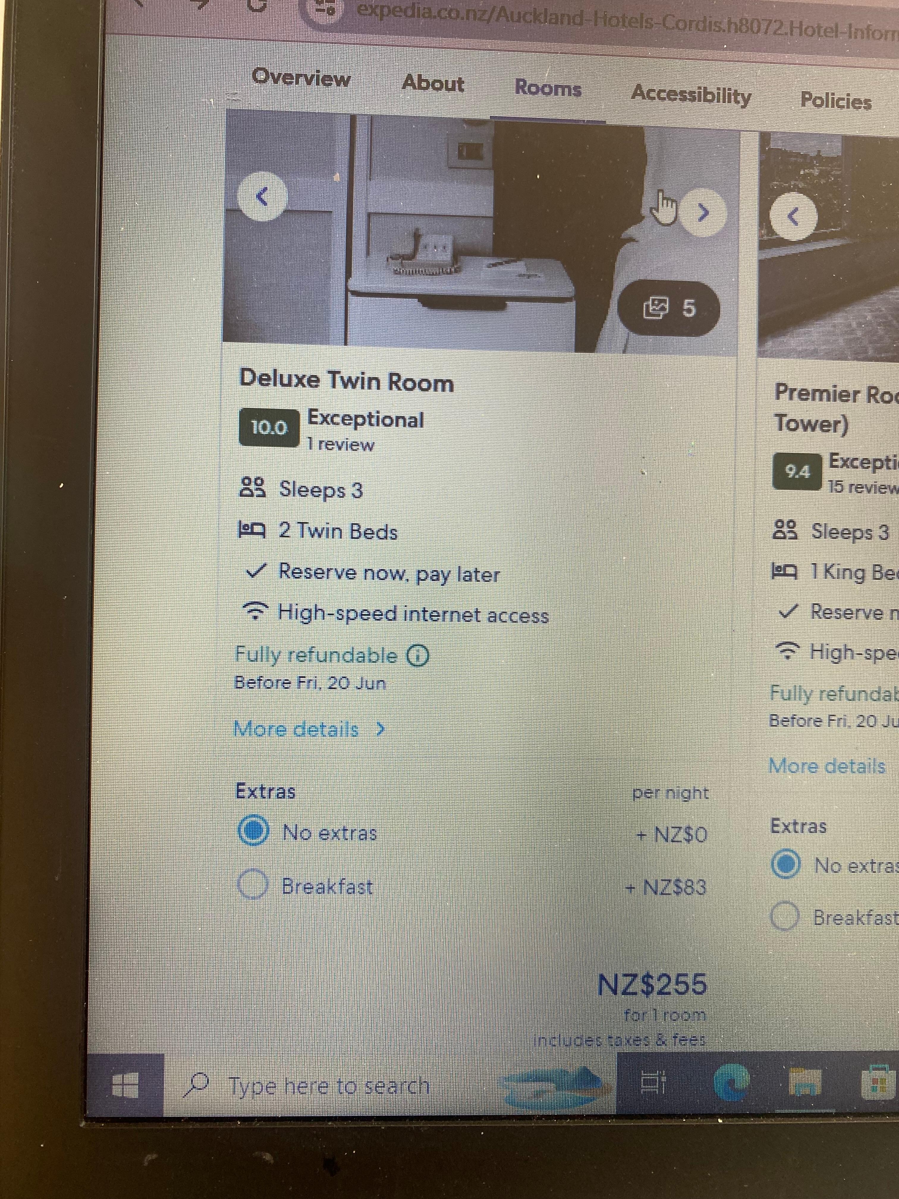 It doesn’t sleep 3 if you have to pay extra for a bed.  Luckily this was waived by the manager, but a little late for my crying wife