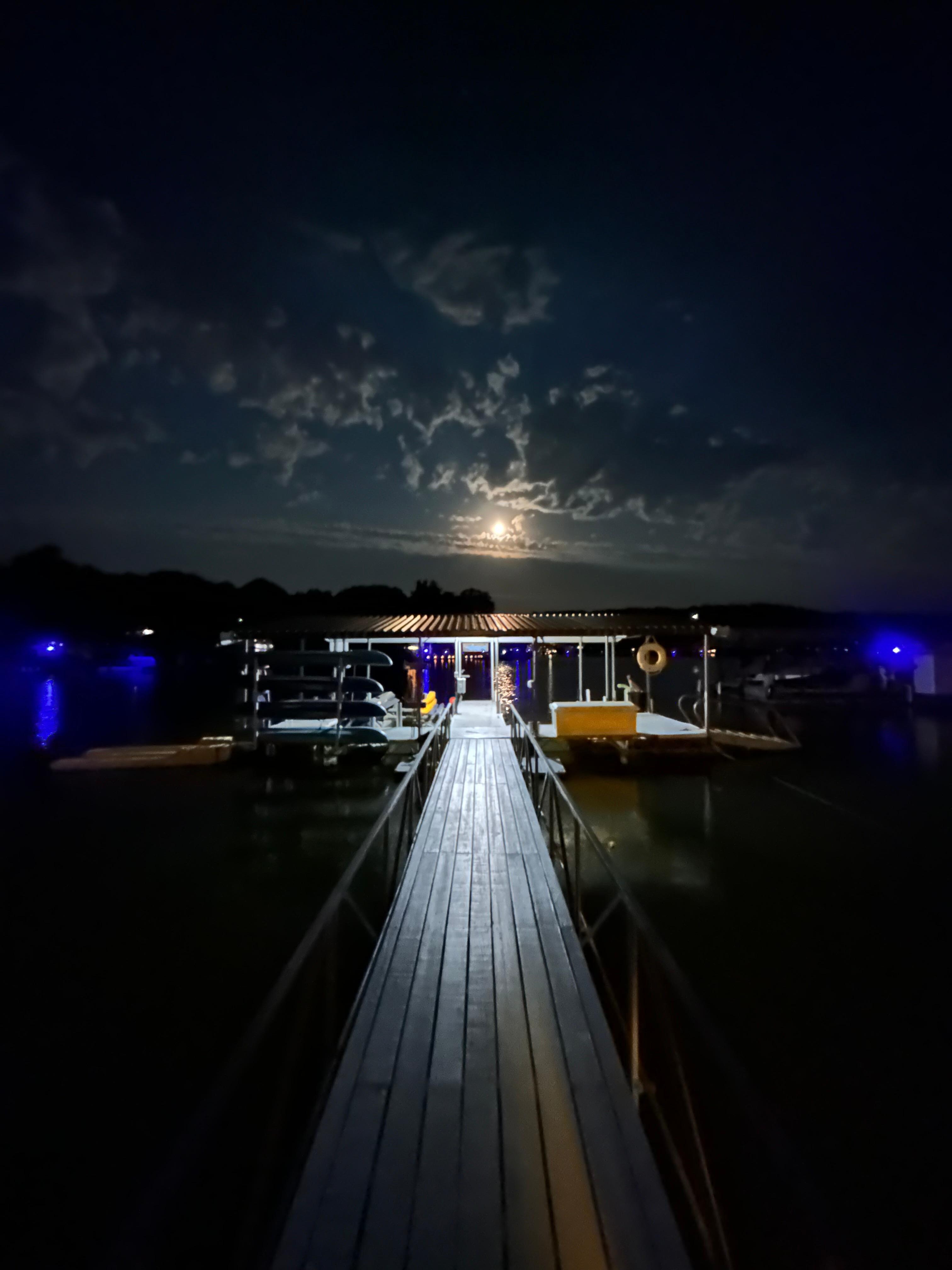 Took a nice night picture of the dock and moon! 