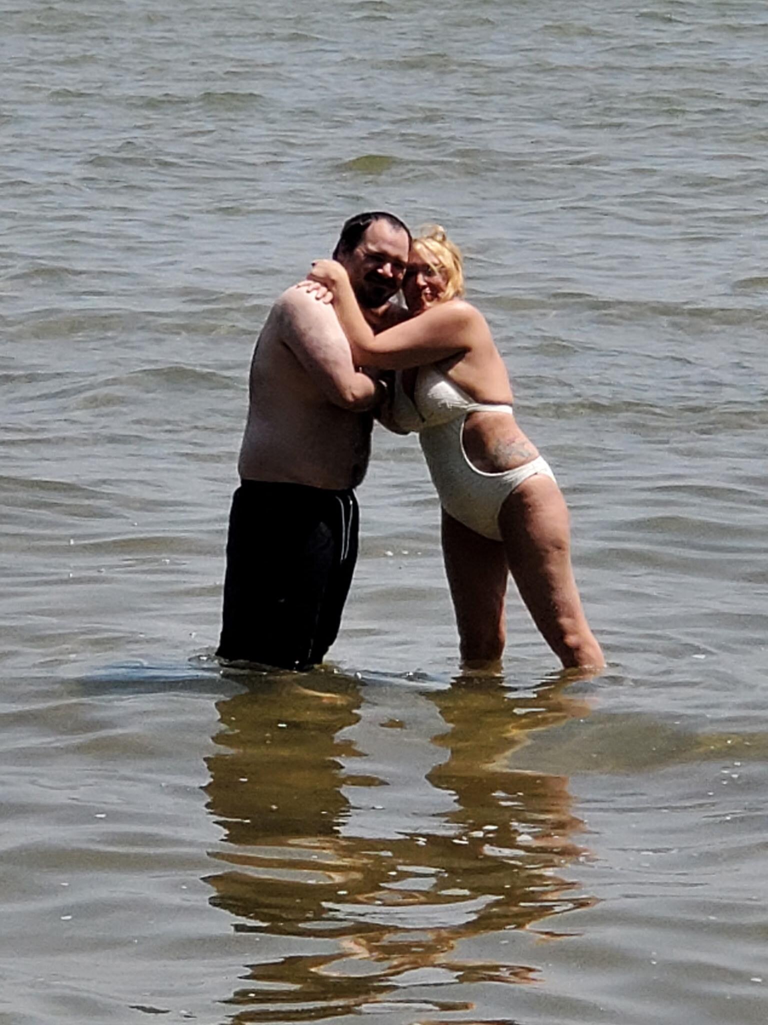 My son and I
(yes, I swam)
It was only 71 degrees ;)