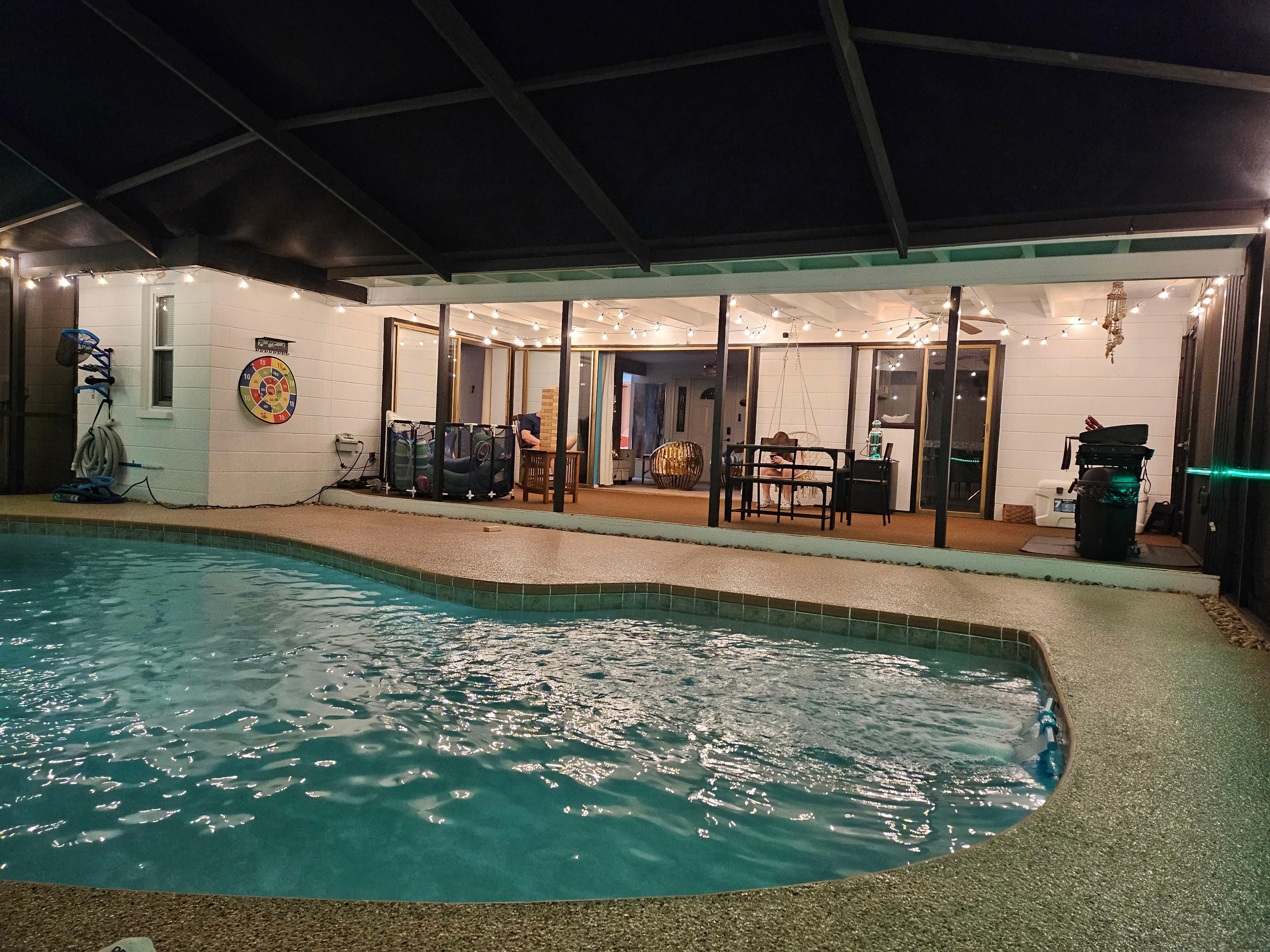 Pool area is just as welcoming at night!