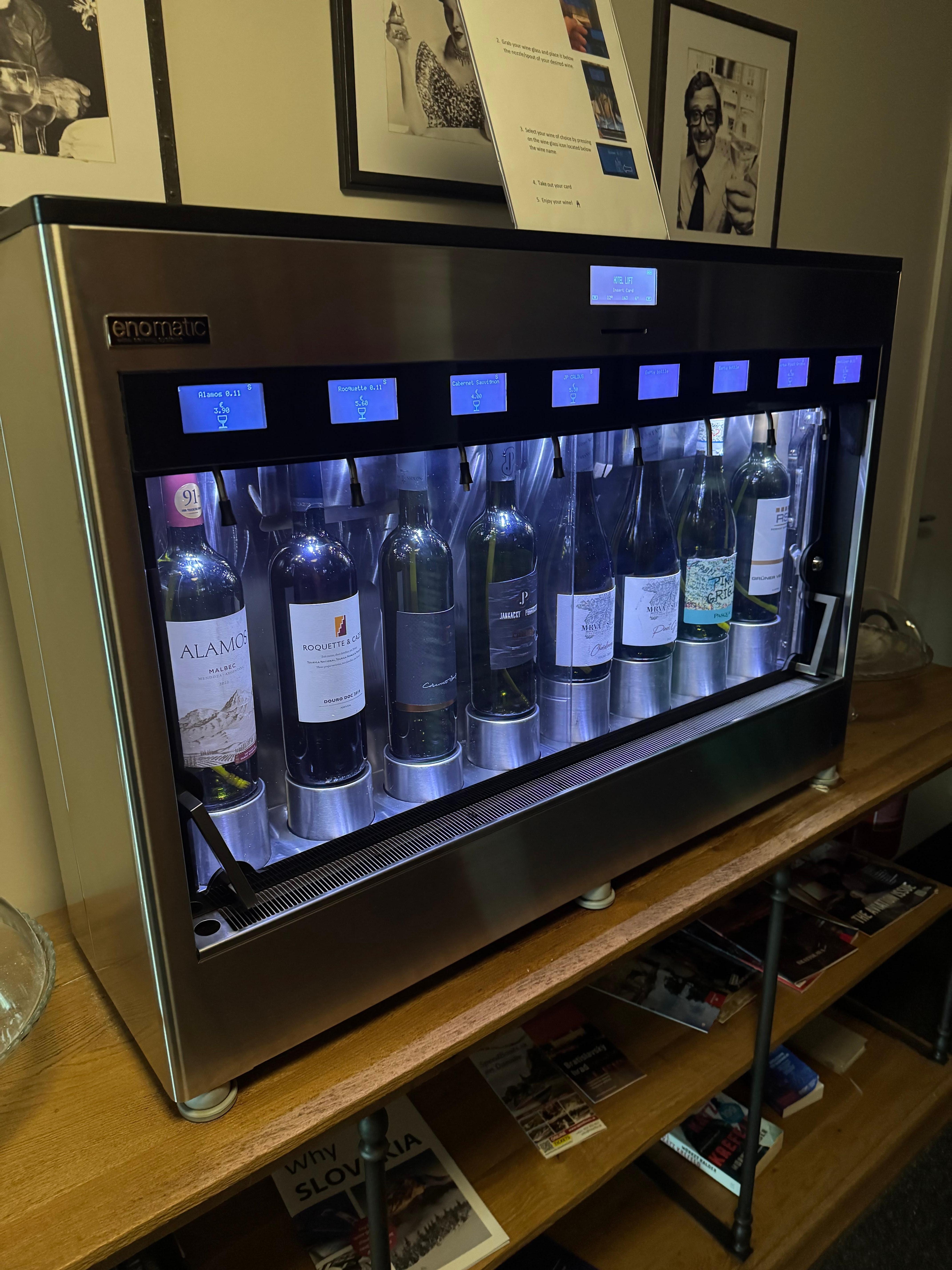 Wine vending machine in hallway 