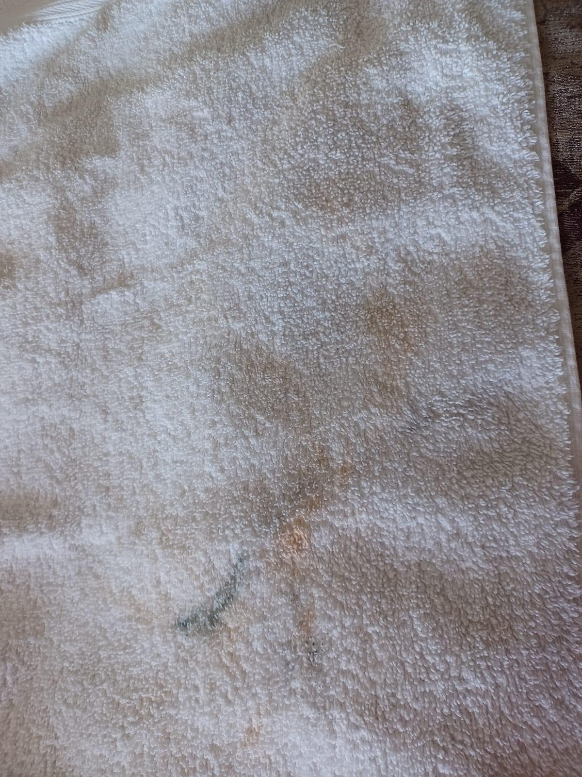 Makeup on the towel.