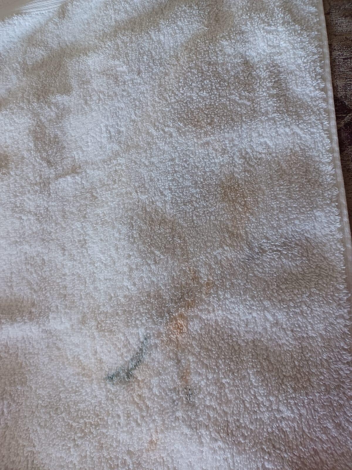 Makeup on the towel.
