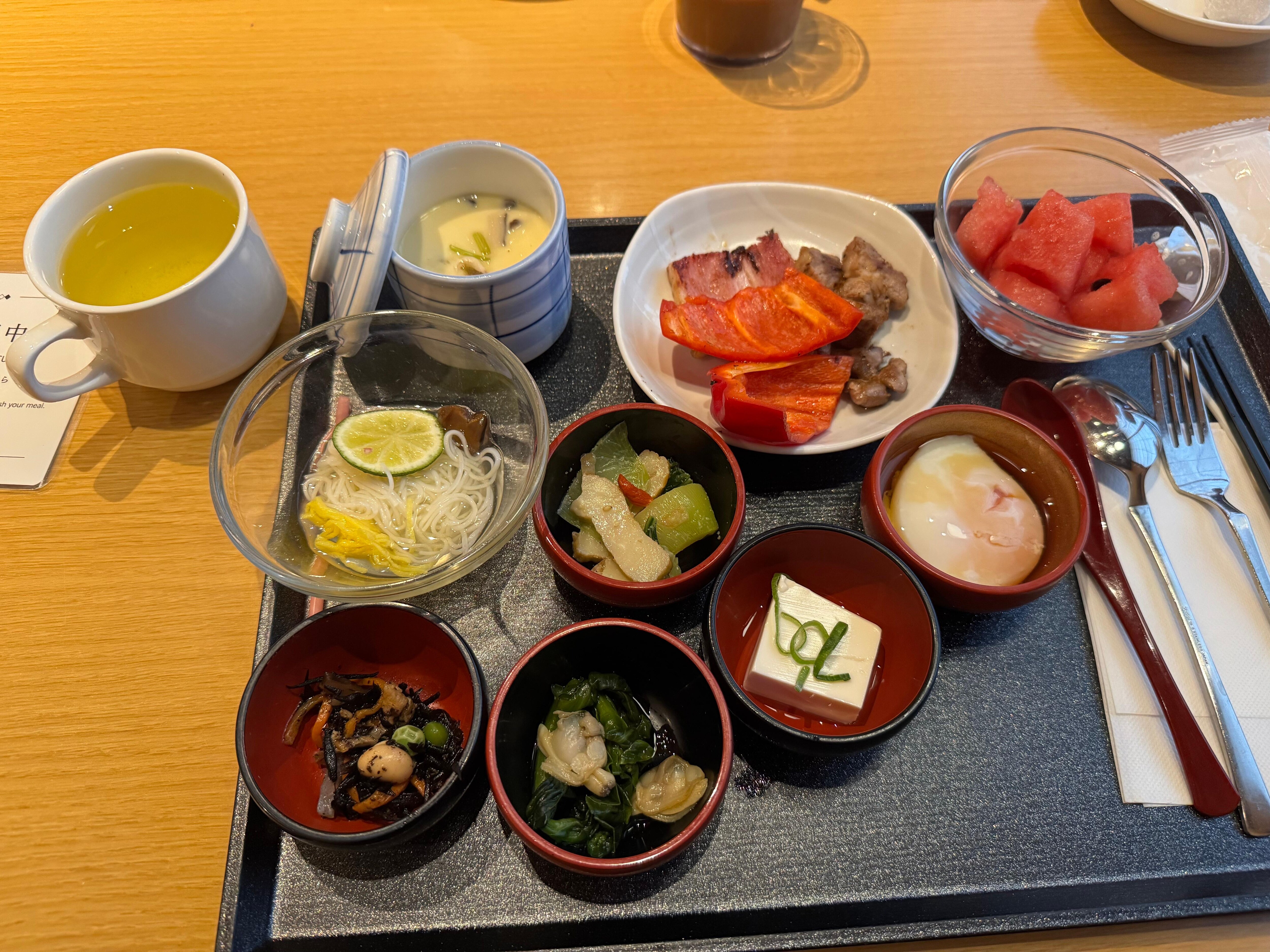 Small sample of breakfast option. Toast and pastry western options not pictured but also offered here.