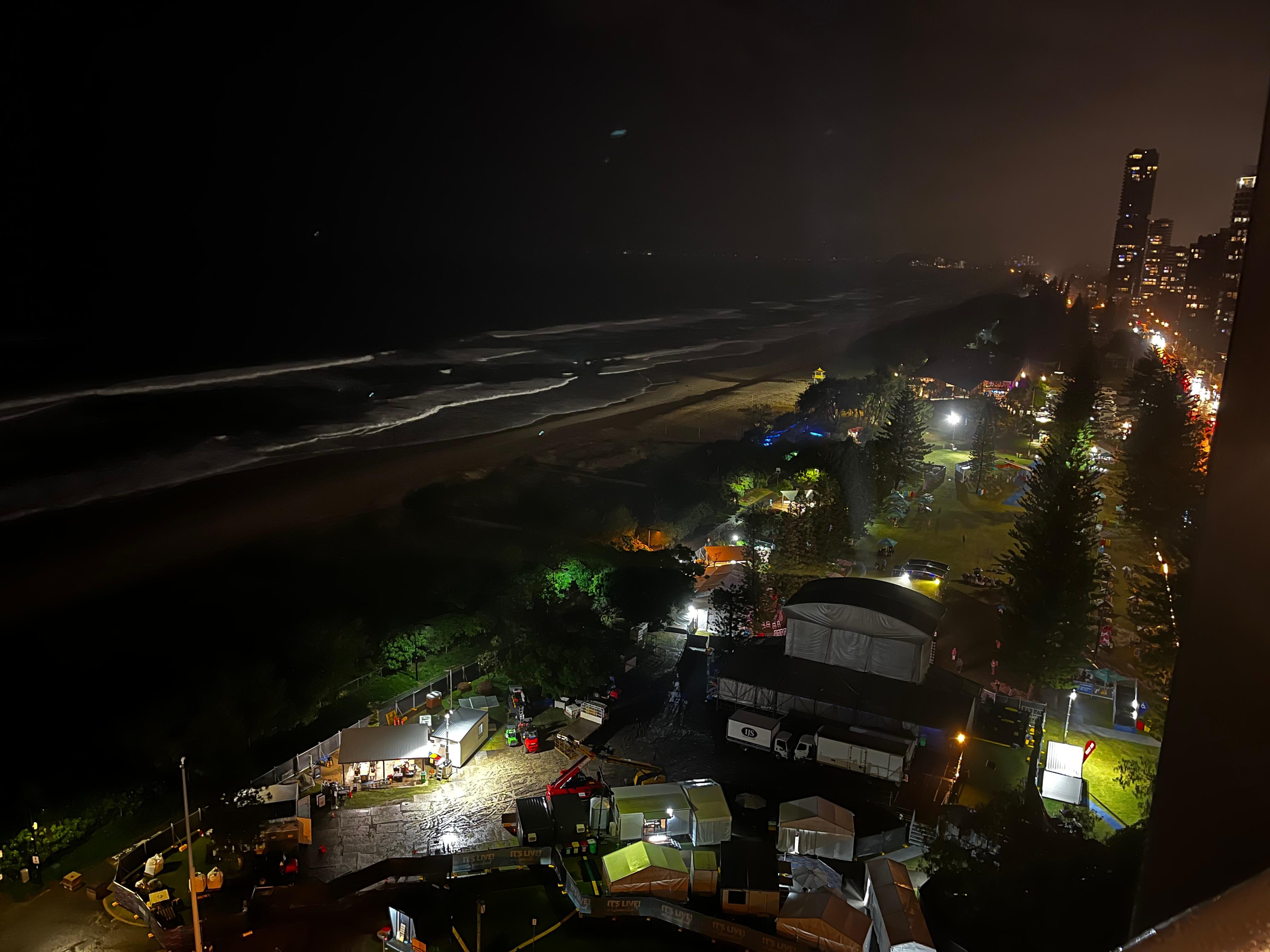 View at night. All the way to Tweed and can also see to Surfers . Amazing.