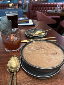 Delicious beefy mushroom soup.