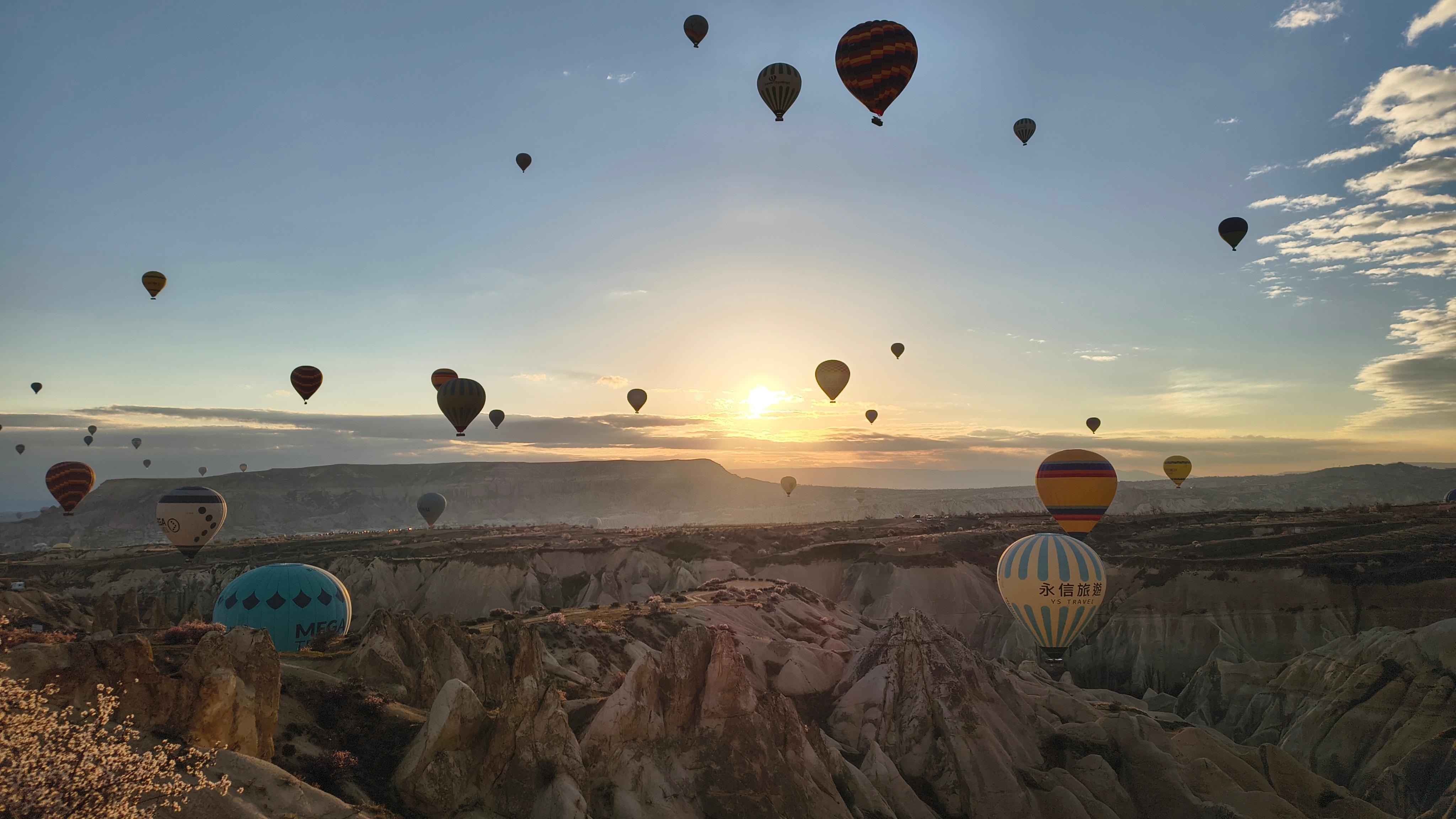 Hot air balloons at sunrise