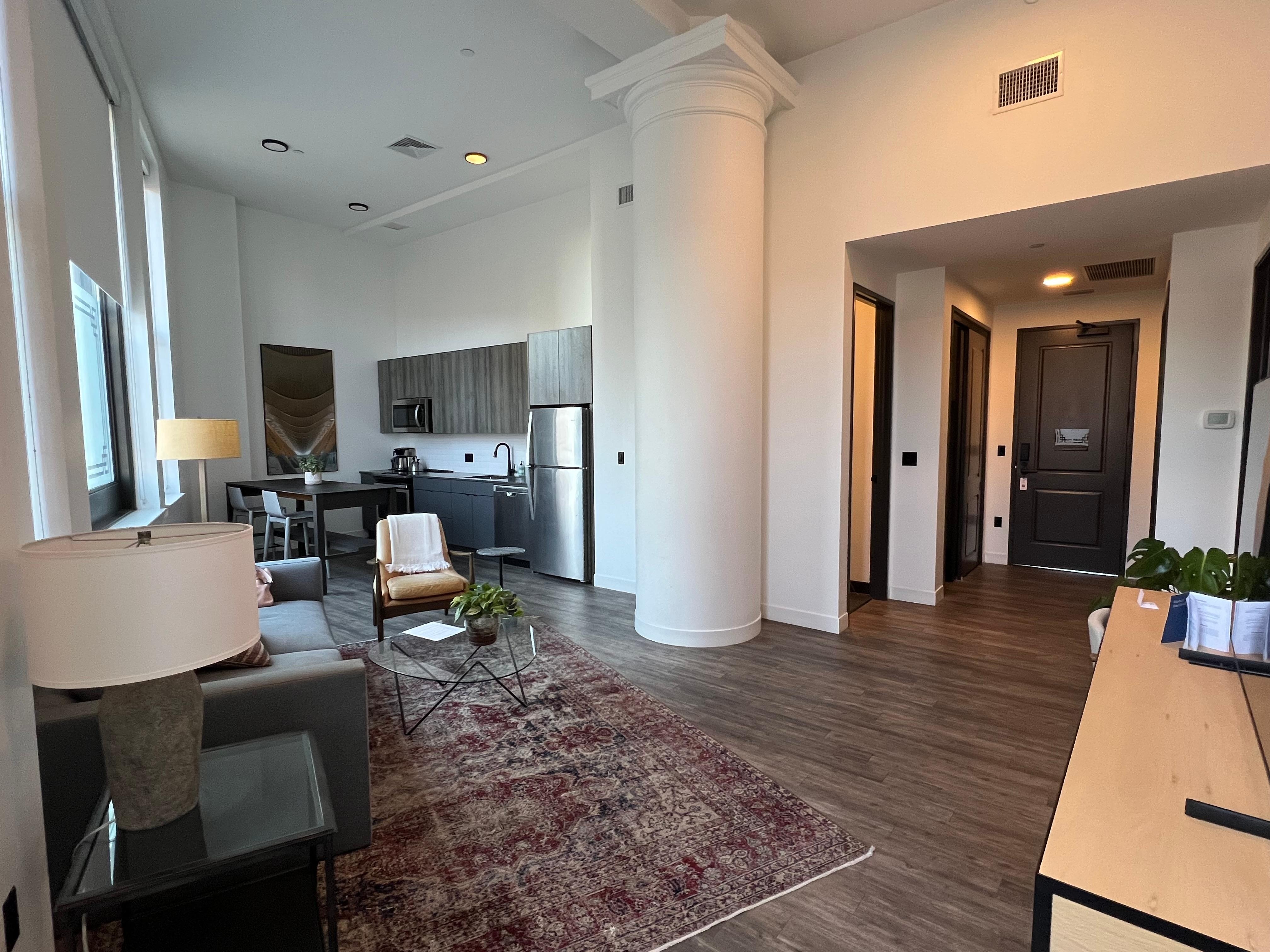 Living room and kitchen area