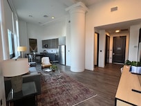 Living room and kitchen area