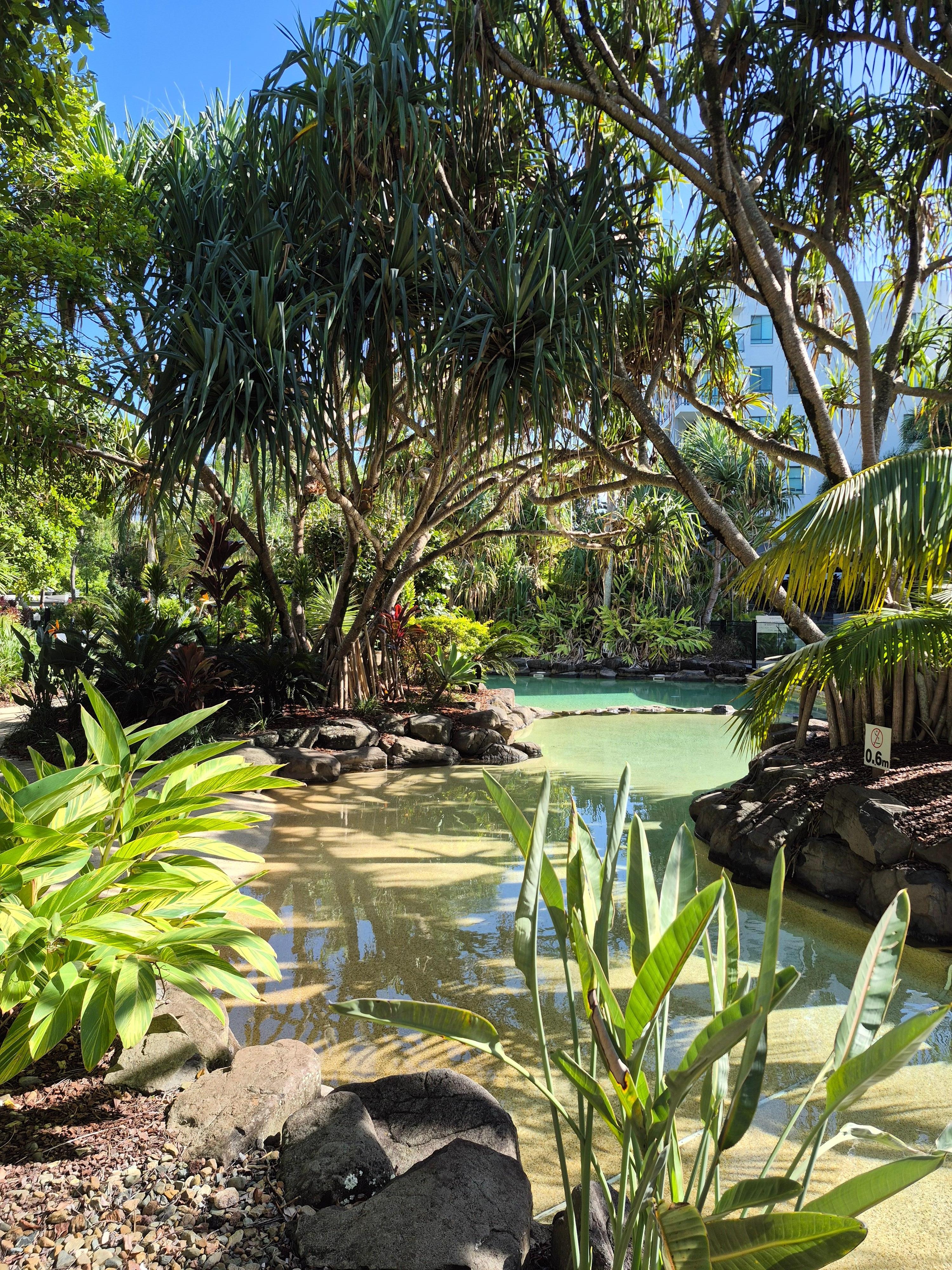Peaceful grounds around lagoon