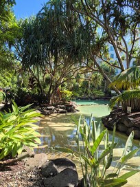 Peaceful grounds around lagoon