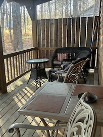 Nice back porch but the outdoor hot tub needs work.