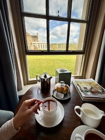 Tea was delivered to our room upon arrival with fresh cream as well. We had a lovely view from our room.