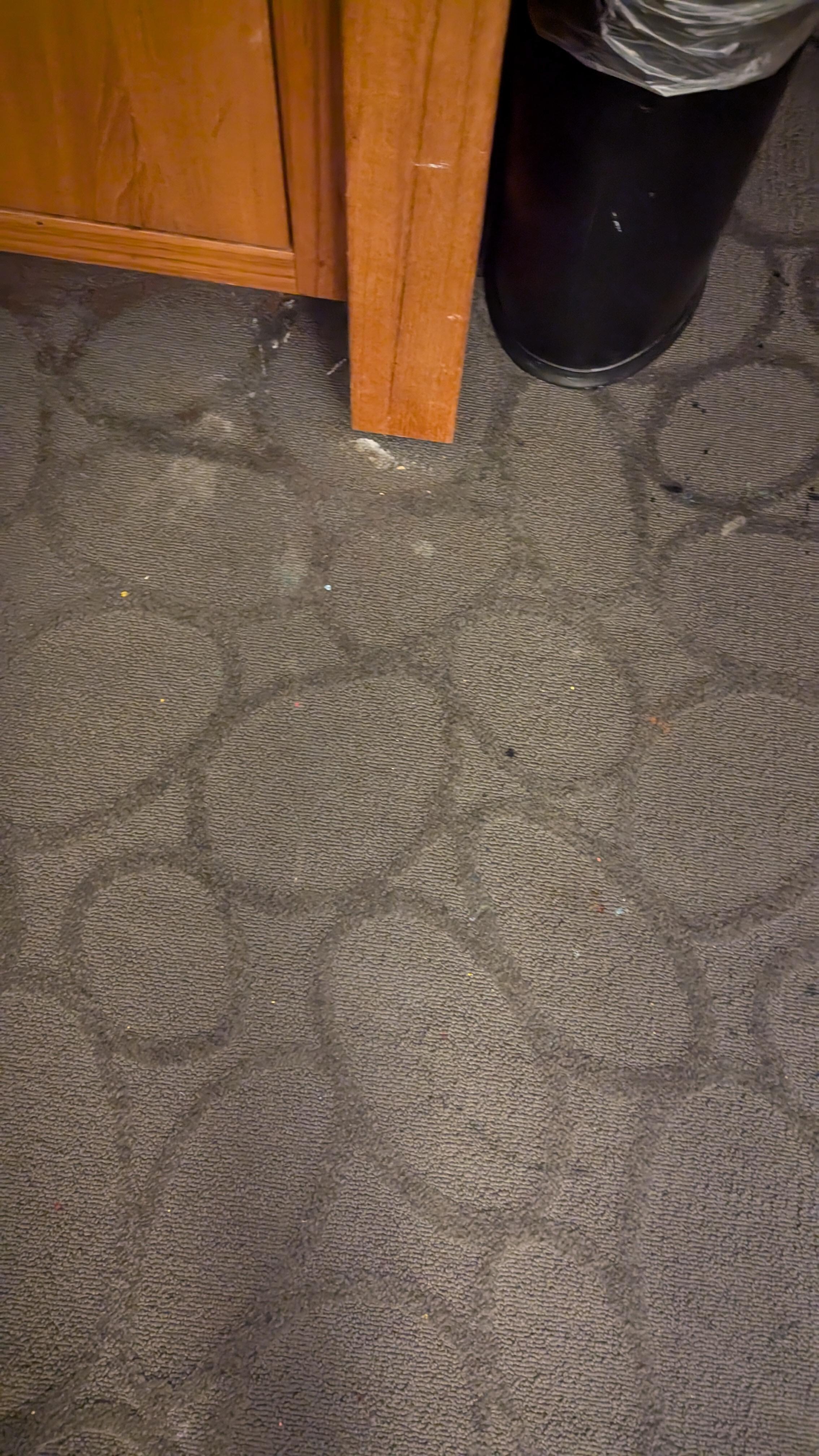 Dirty & stained carpet!  Yuuuck! 