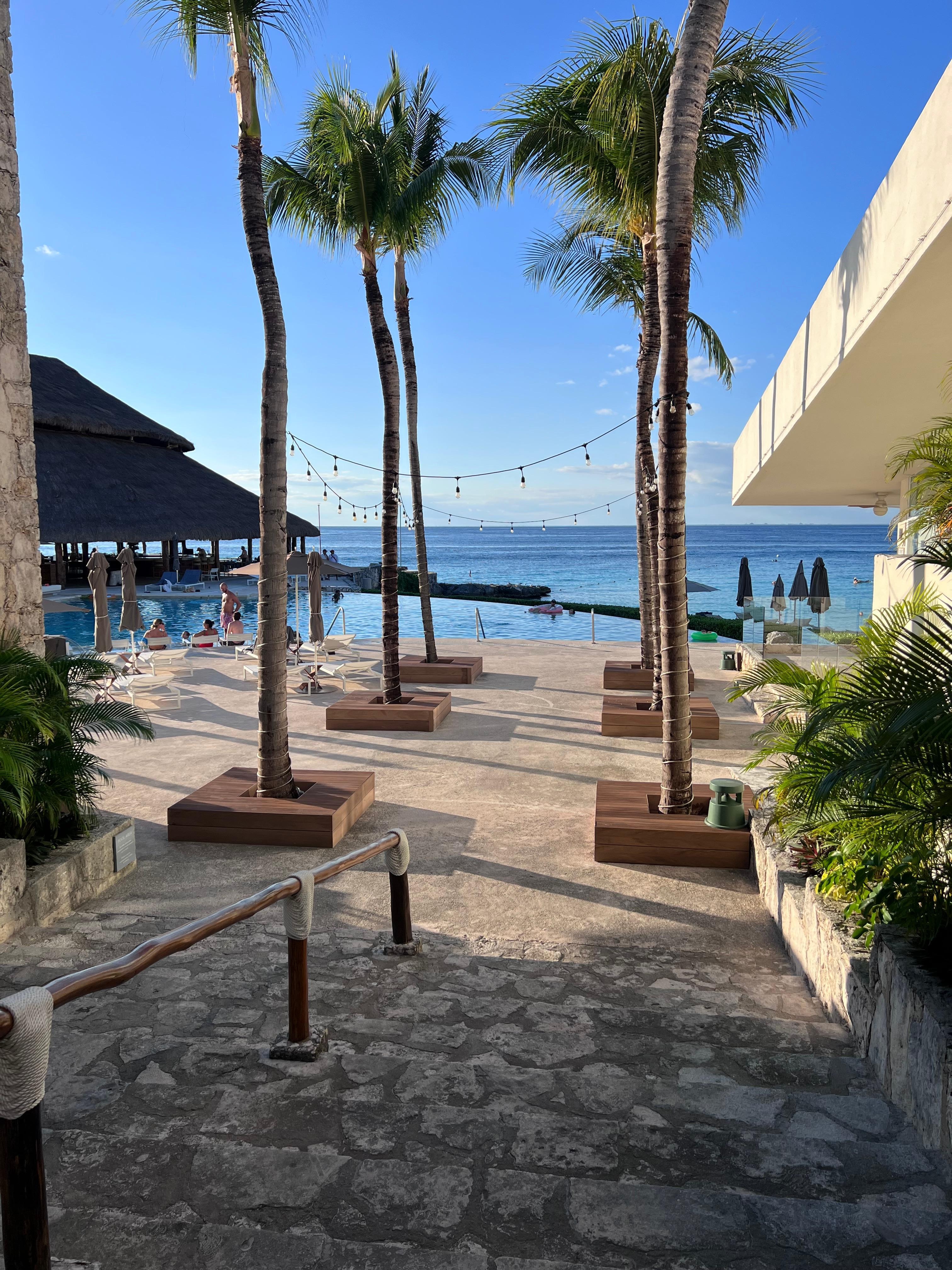 Walking out to pool/beach