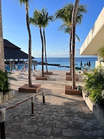 Walking out to pool/beach