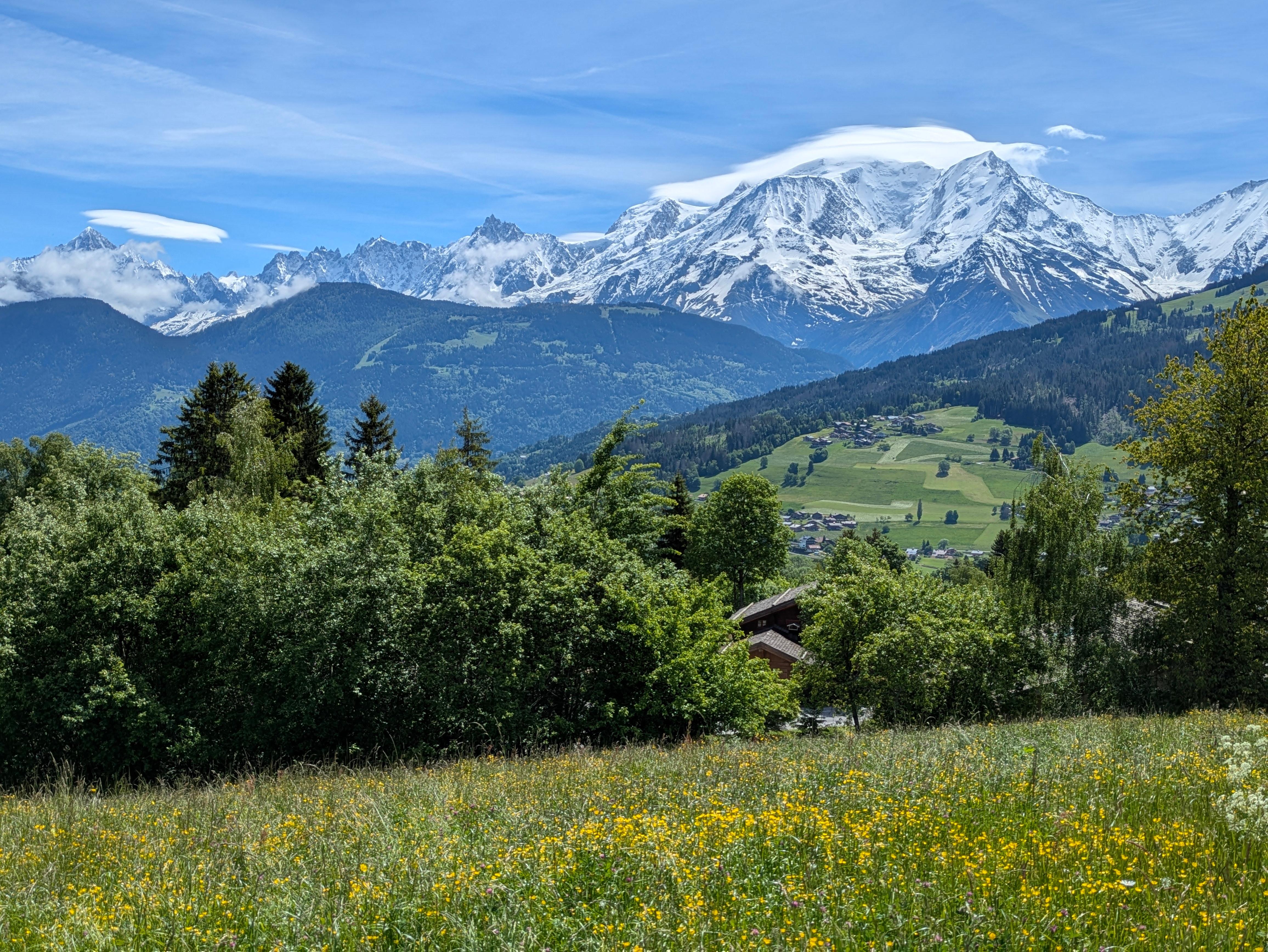 Vue depuis Combloux sur le Mont Blanc