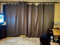 Curtains over the slider