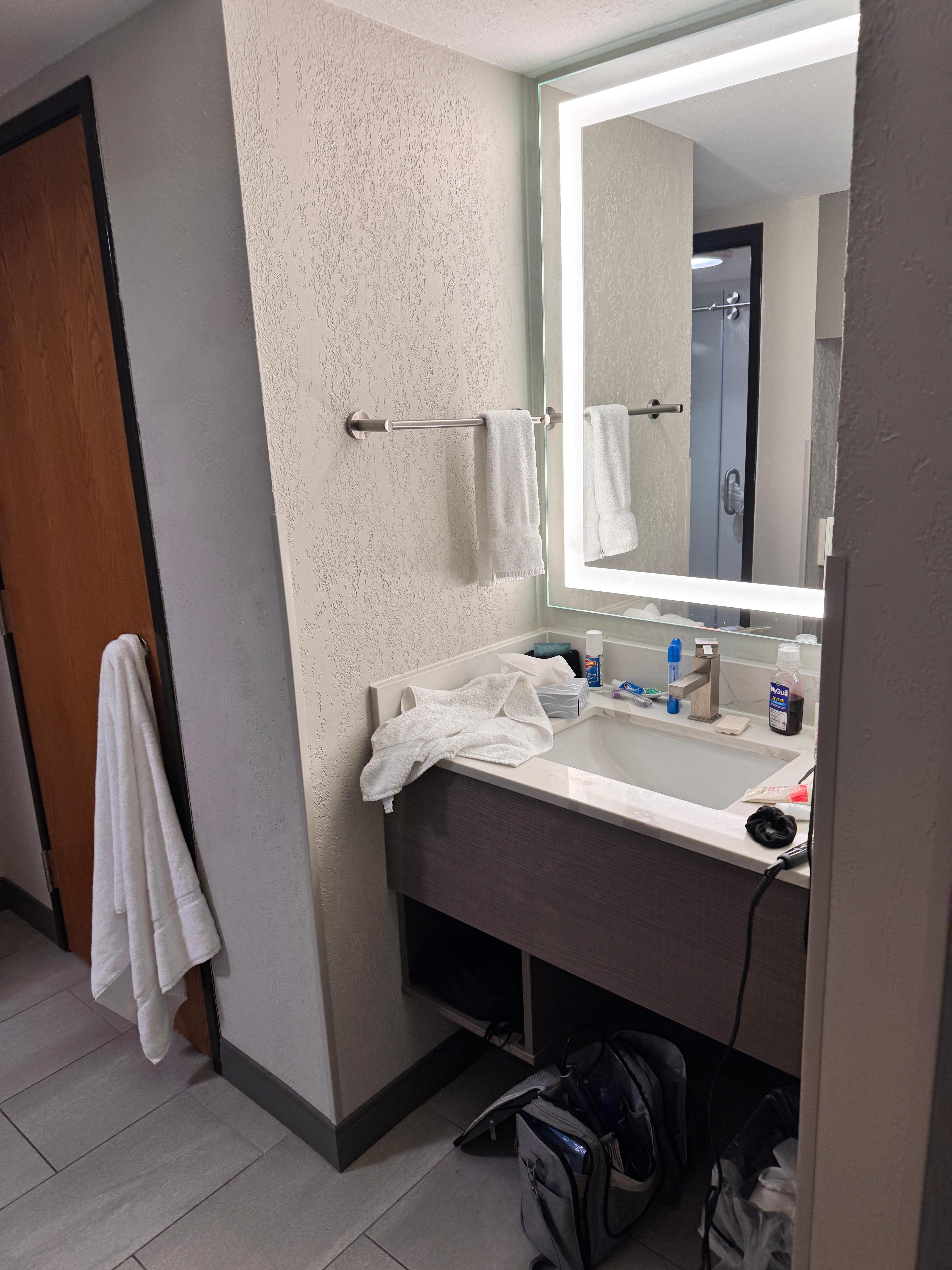 No counter space because of weird closet 