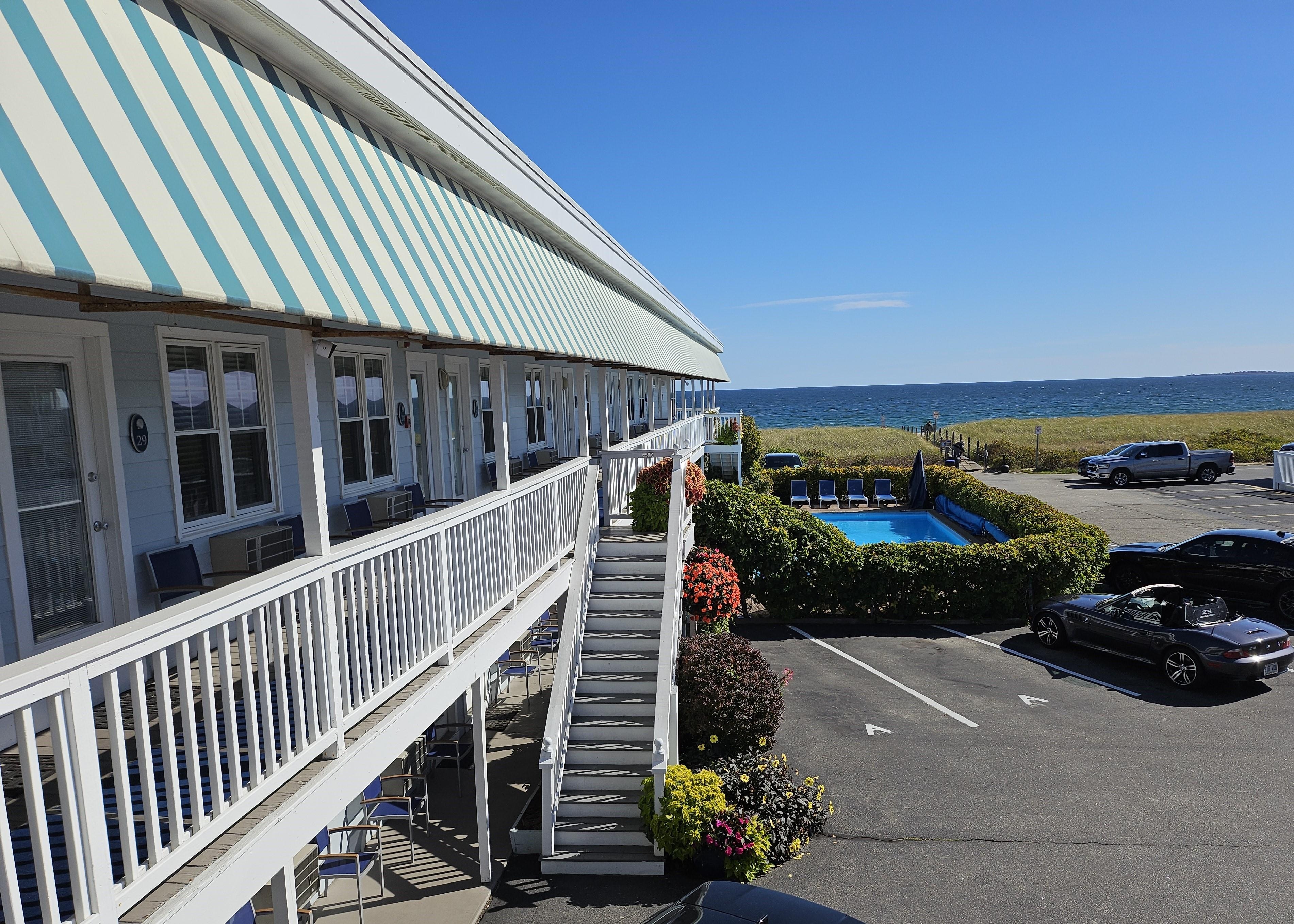 Looking out to sea from the upper deck