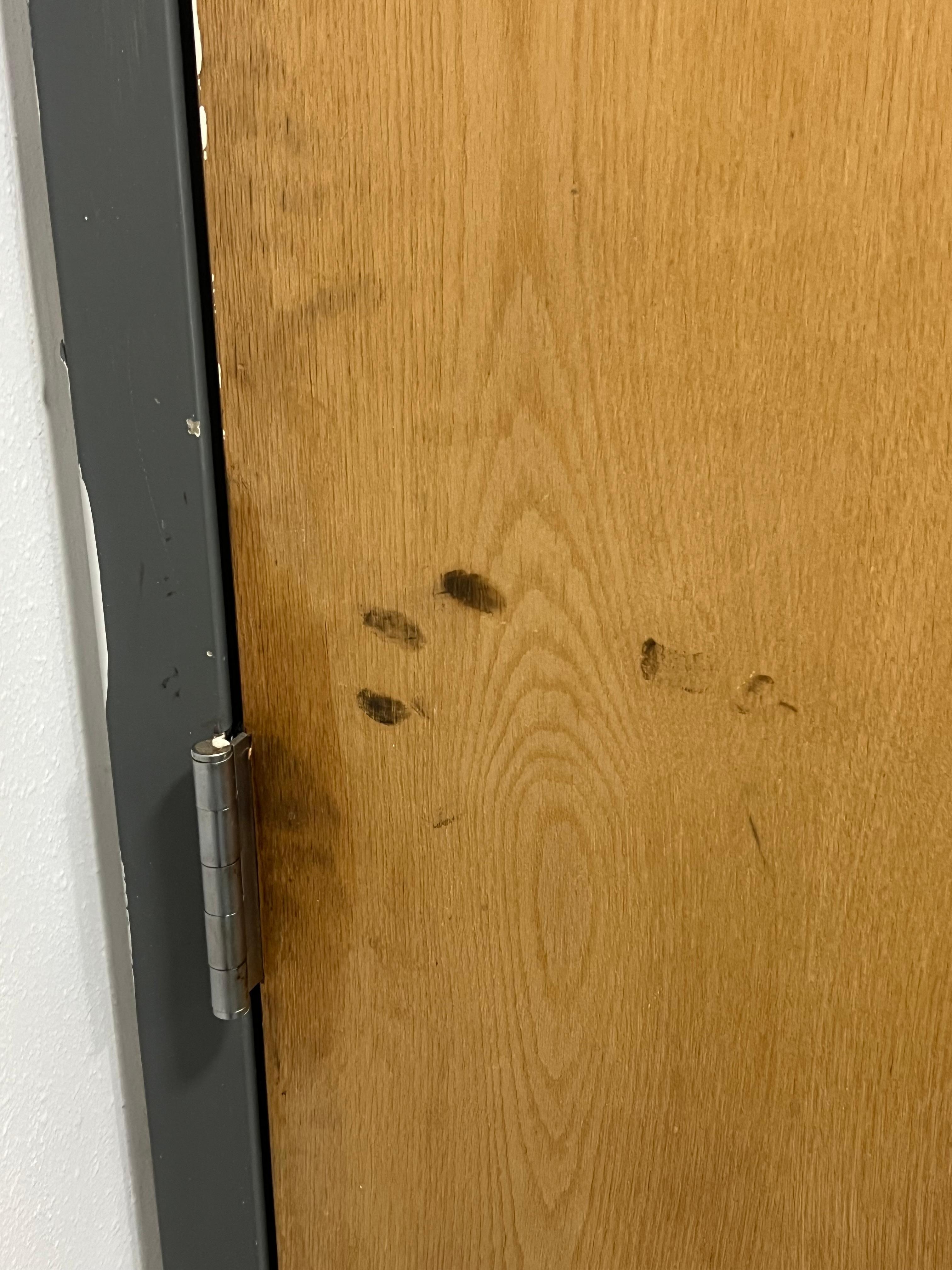 The handprint that’s on the bathroom door 