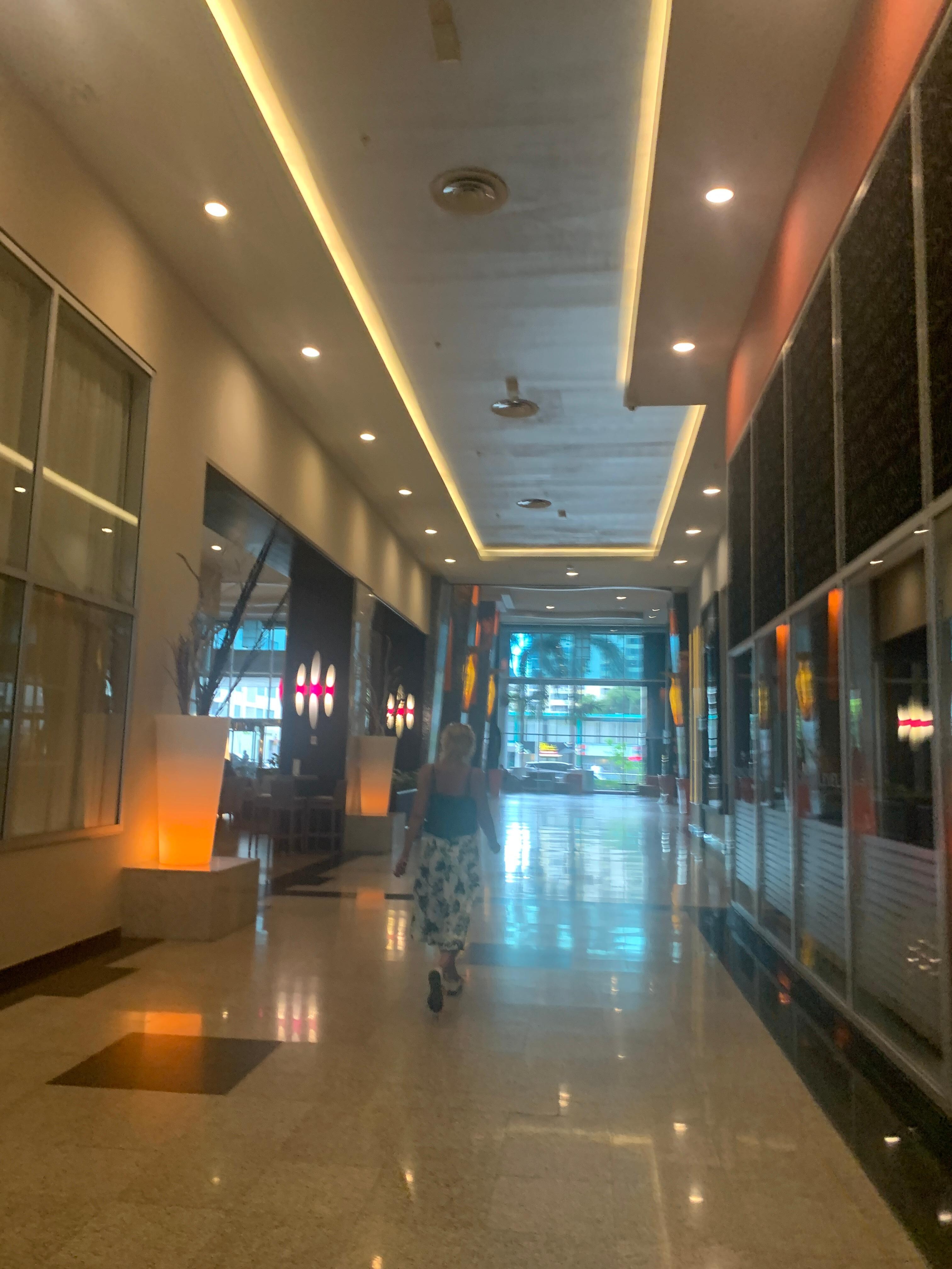 Heading to the pool lobby. 