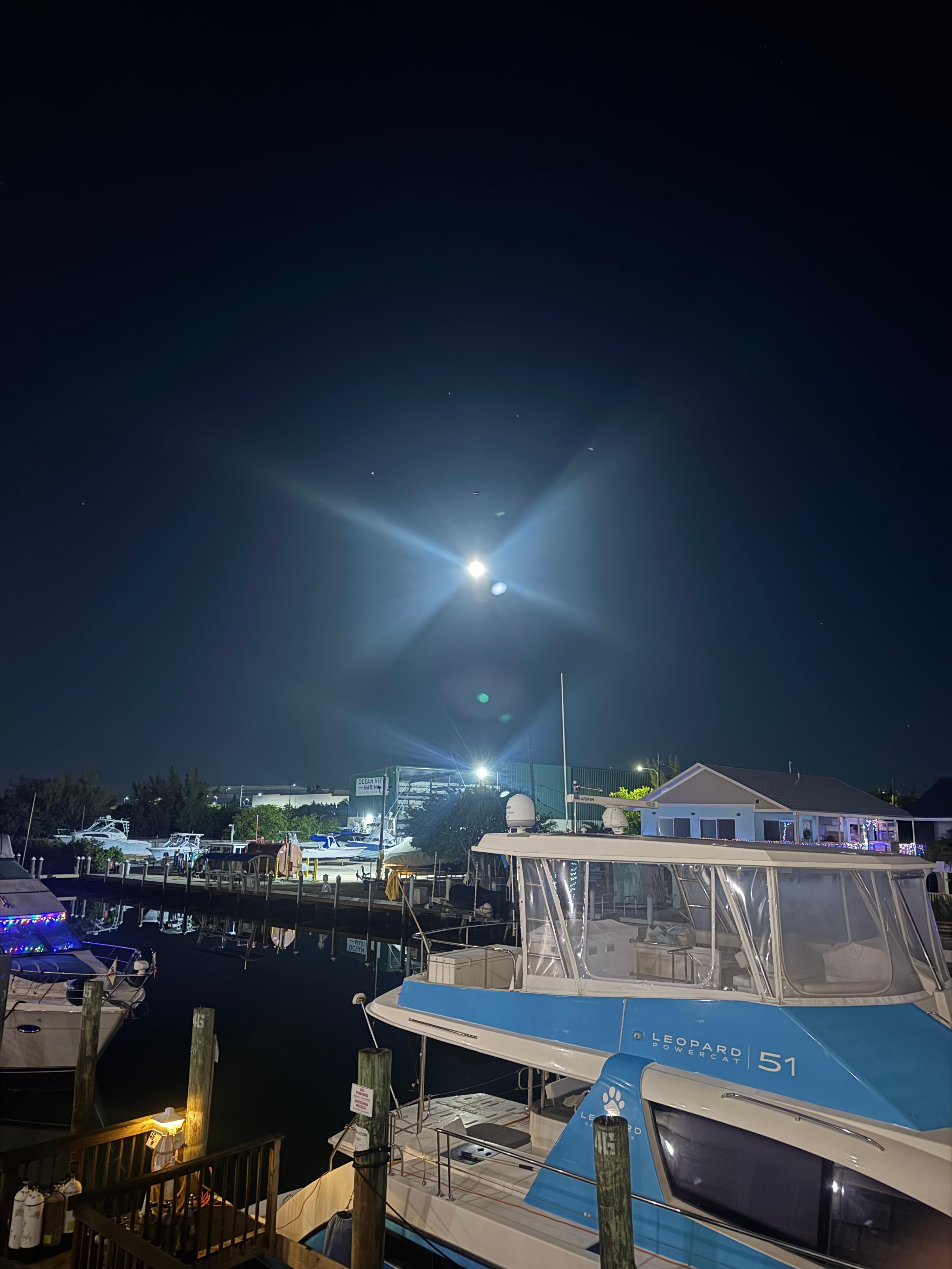 Full moon over the marina view from condo. 