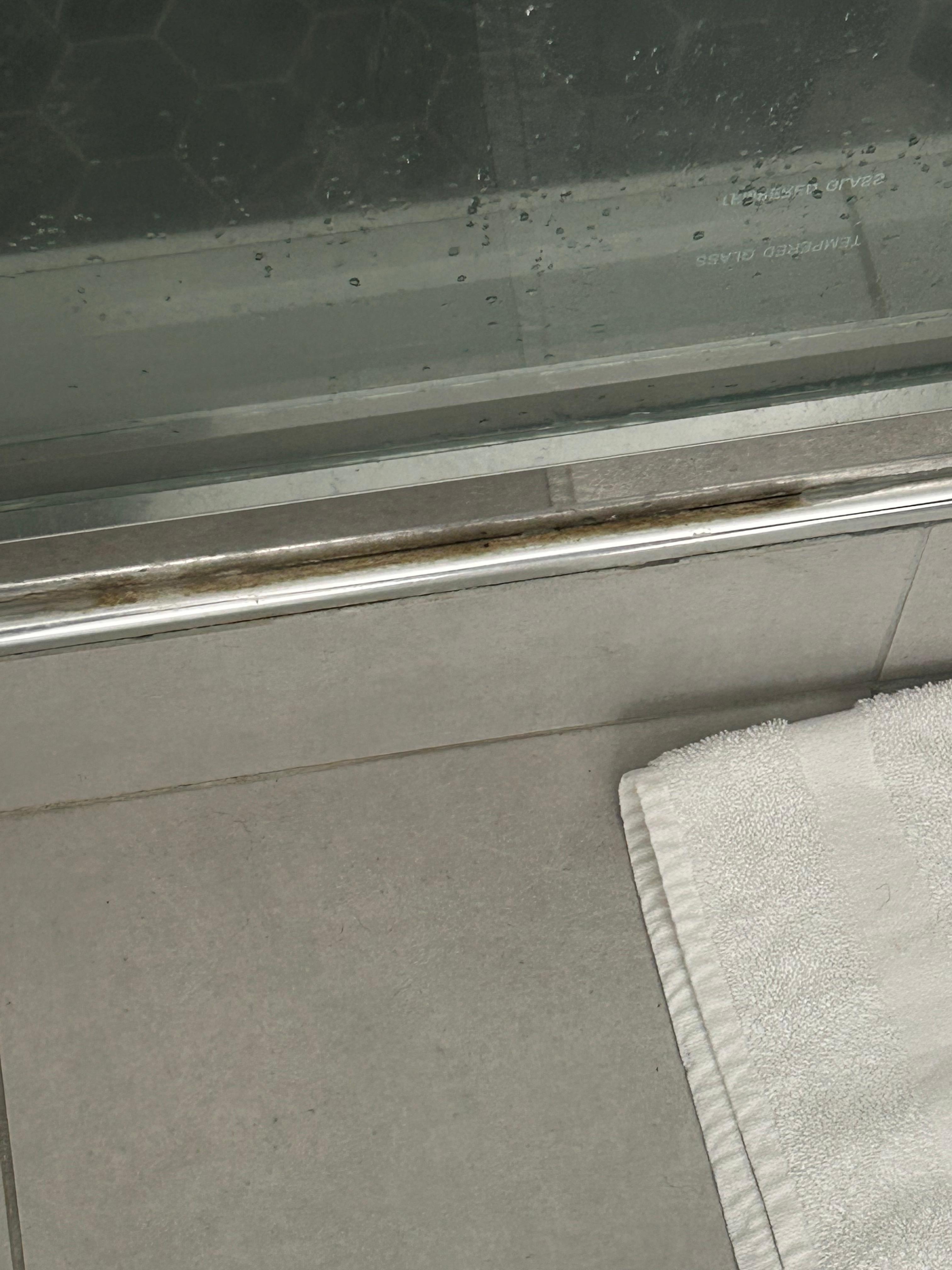 Shower had yellow gunk.