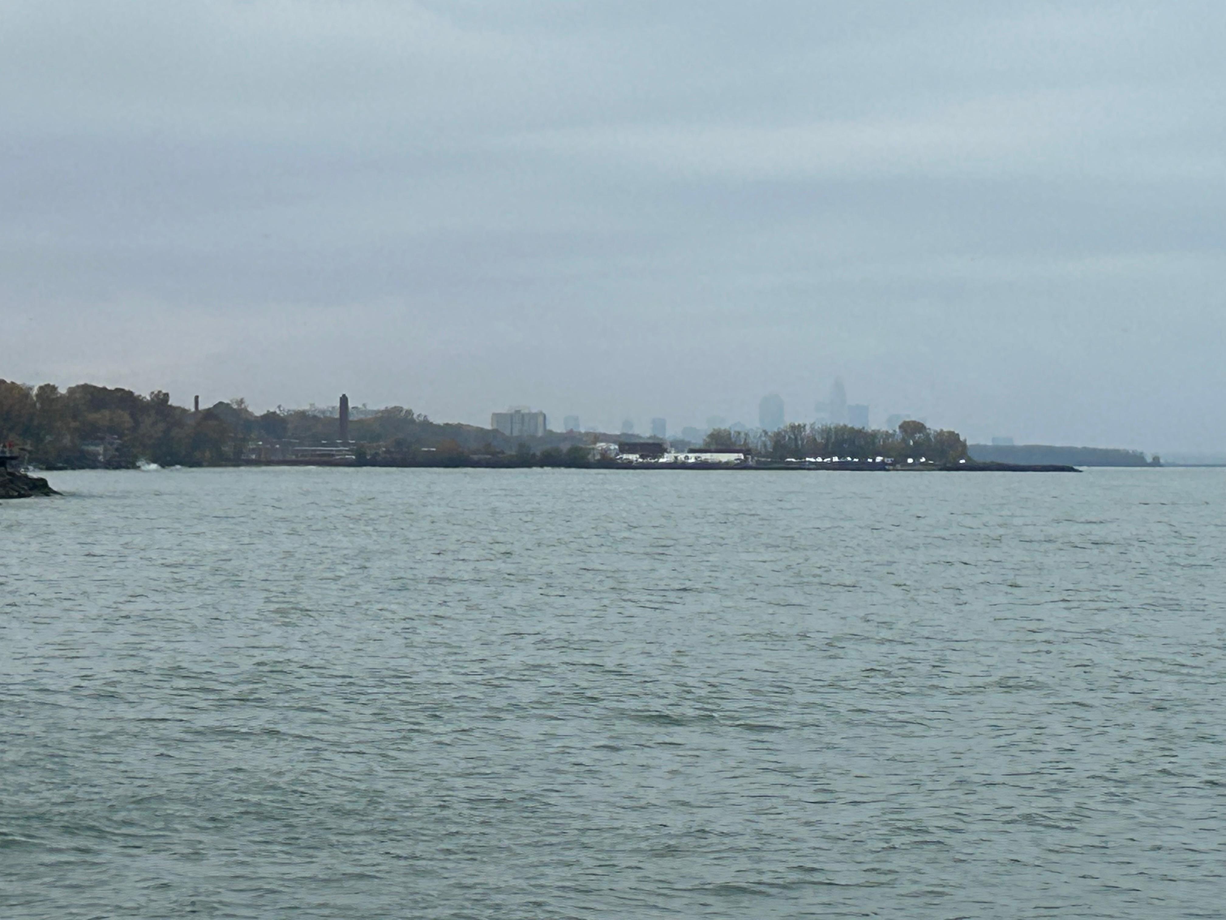 View of Cleveland from the shore of Lake Erie