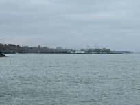 View of Cleveland from the shore of Lake Erie