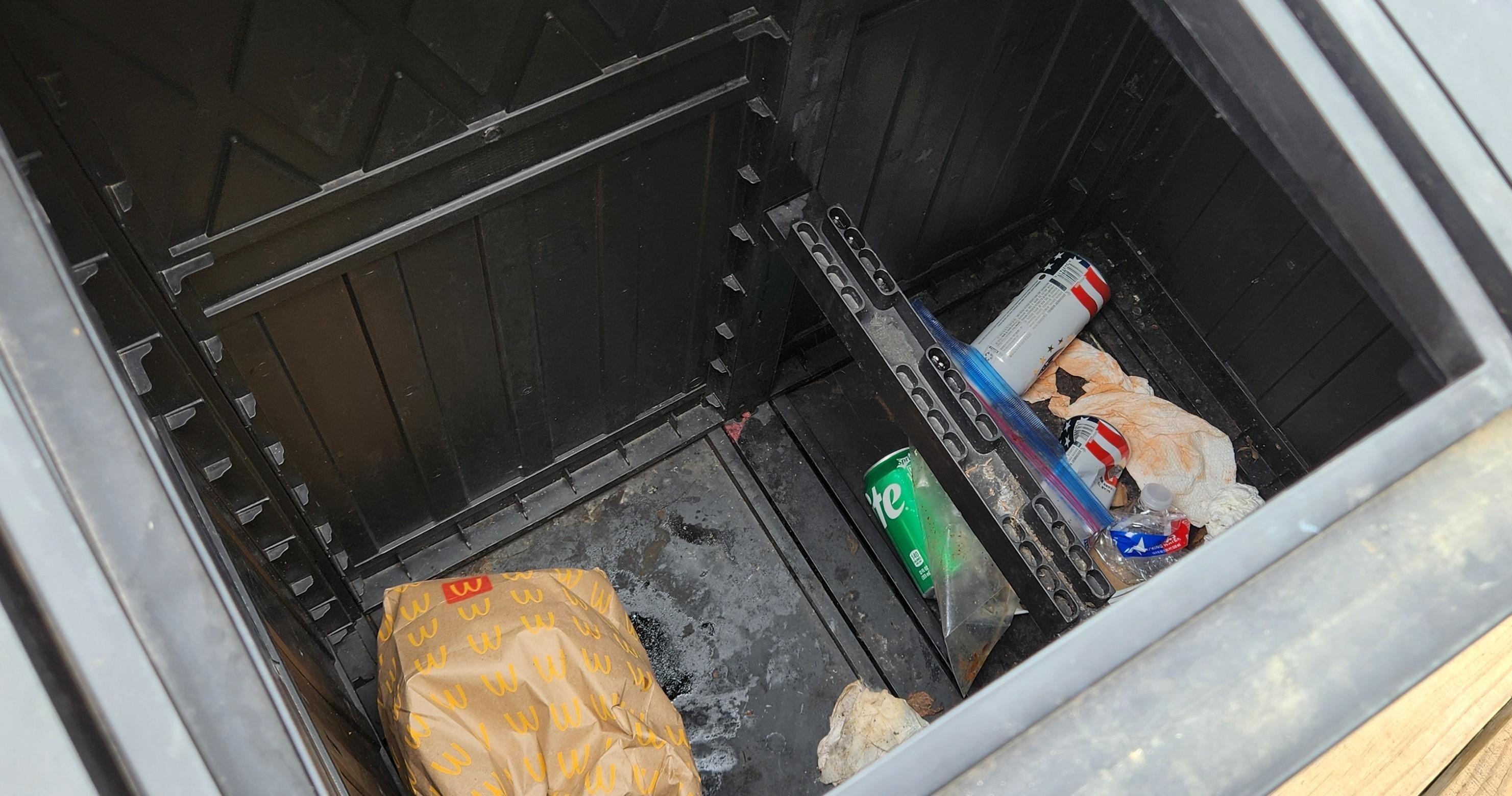 Trash left in bin