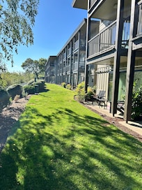 Very nice landscaping and green lawns