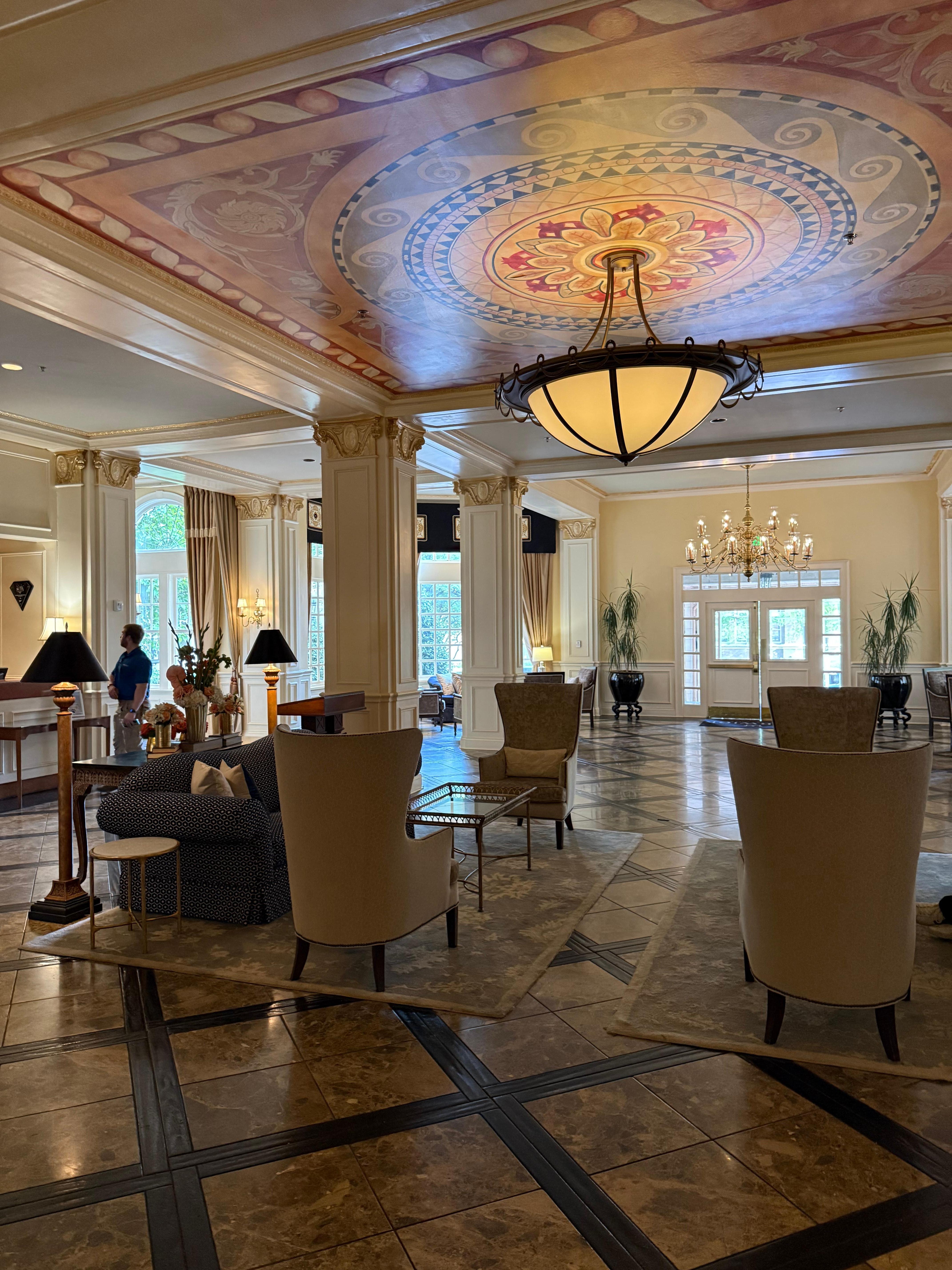 Beautiful old style hotel lobby