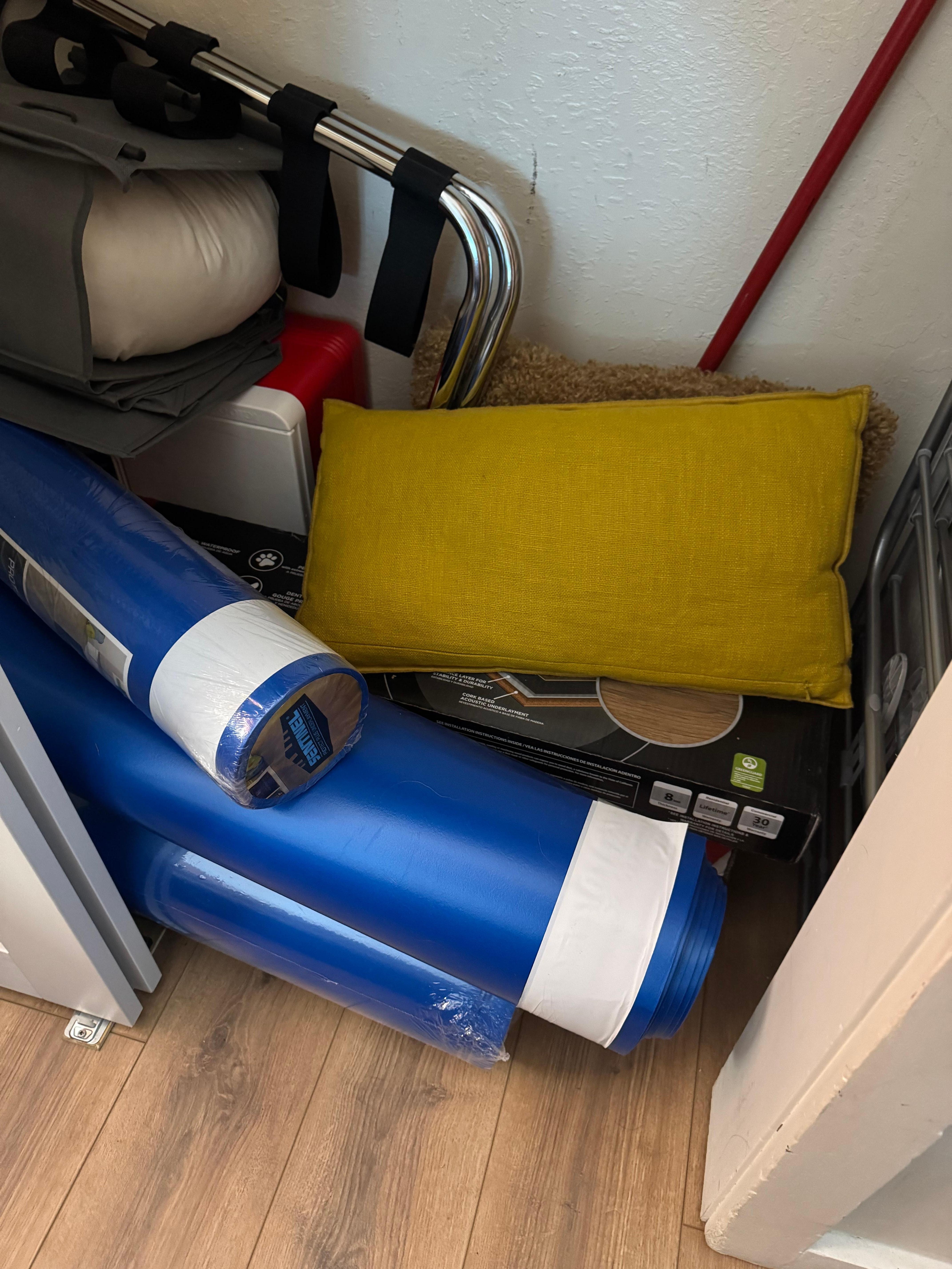 Construction materials taking up  any storage space in the closet