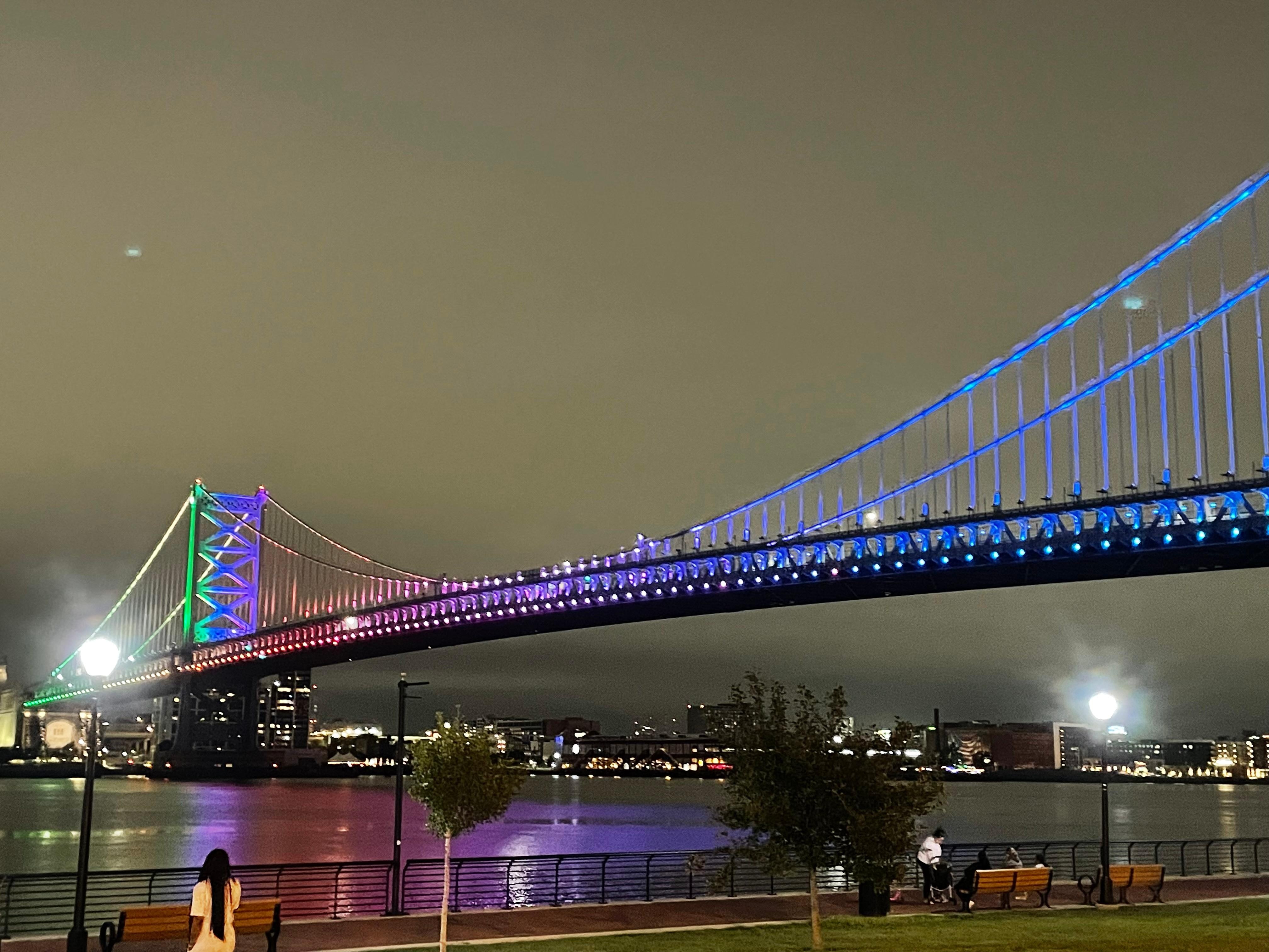 Night view of Ben Franklin Bridge