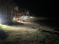 Hotel beach at night.